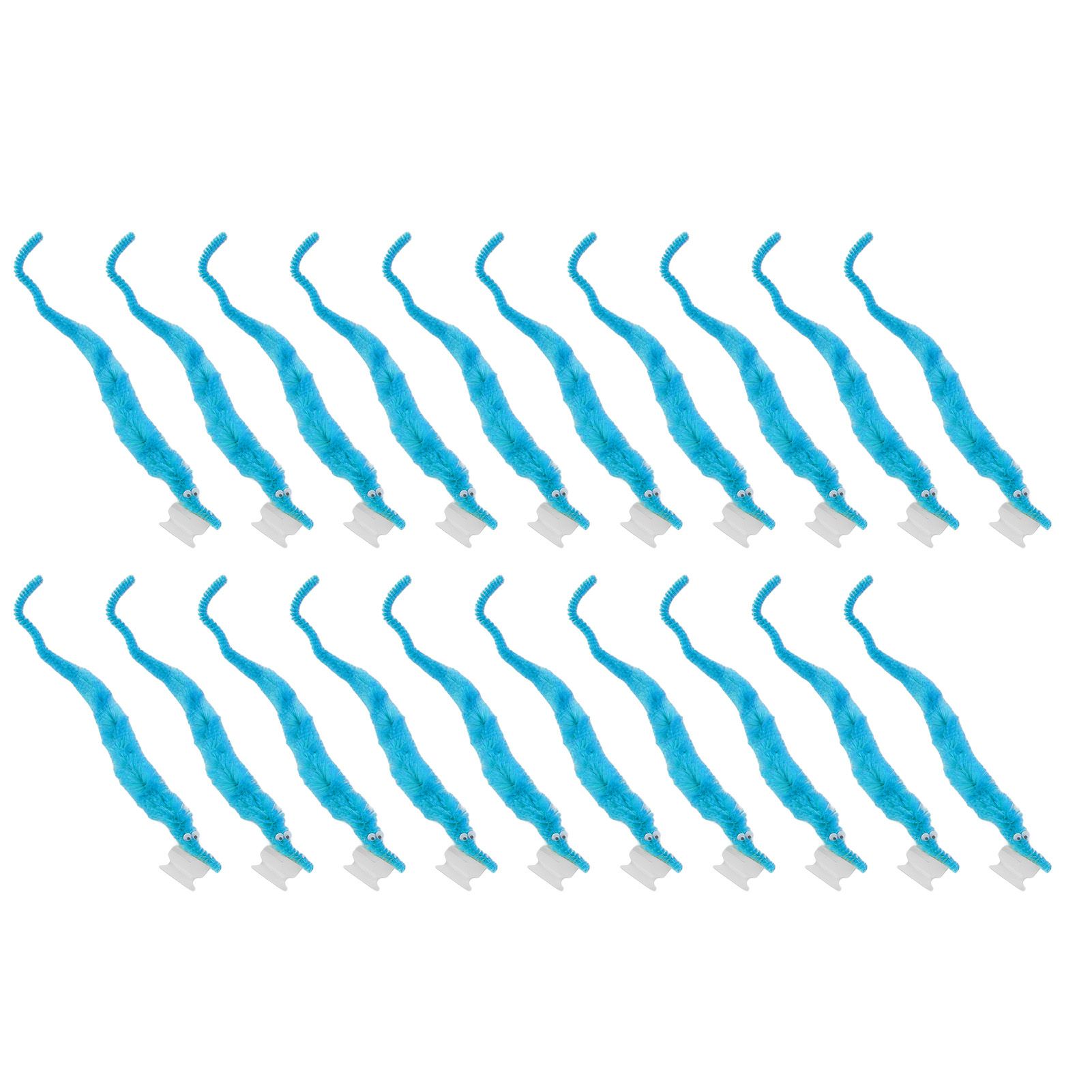 20 Pcs Furry Worm Soft Touch Plush Material Cute Style DIY Compact Portable Fuzzy Worms for Party Light Blue - Image 4