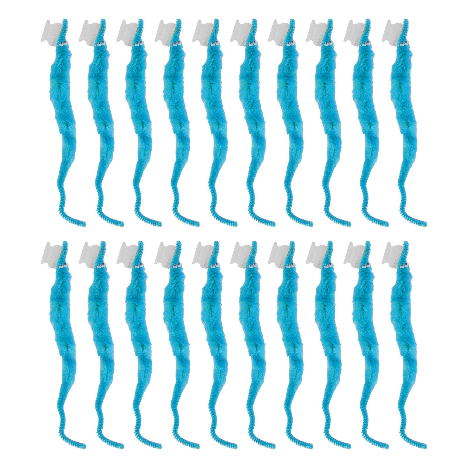 20 Pcs Furry Worm Soft Touch Plush Material Cute Style DIY Compact Portable Fuzzy Worms for Party Light Blue - Image 5