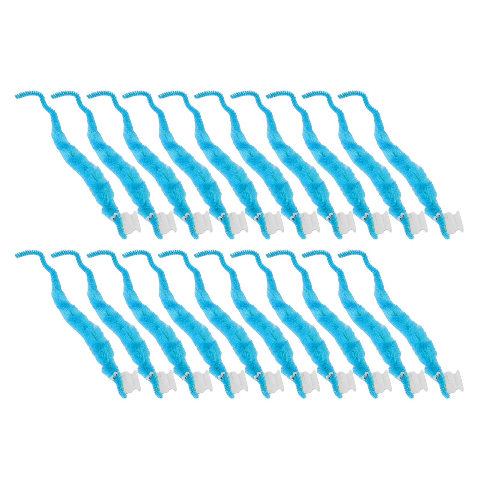 20 Pcs Furry Worm Soft Touch Plush Material Cute Style DIY Compact Portable Fuzzy Worms for Party Light Blue - Image 6