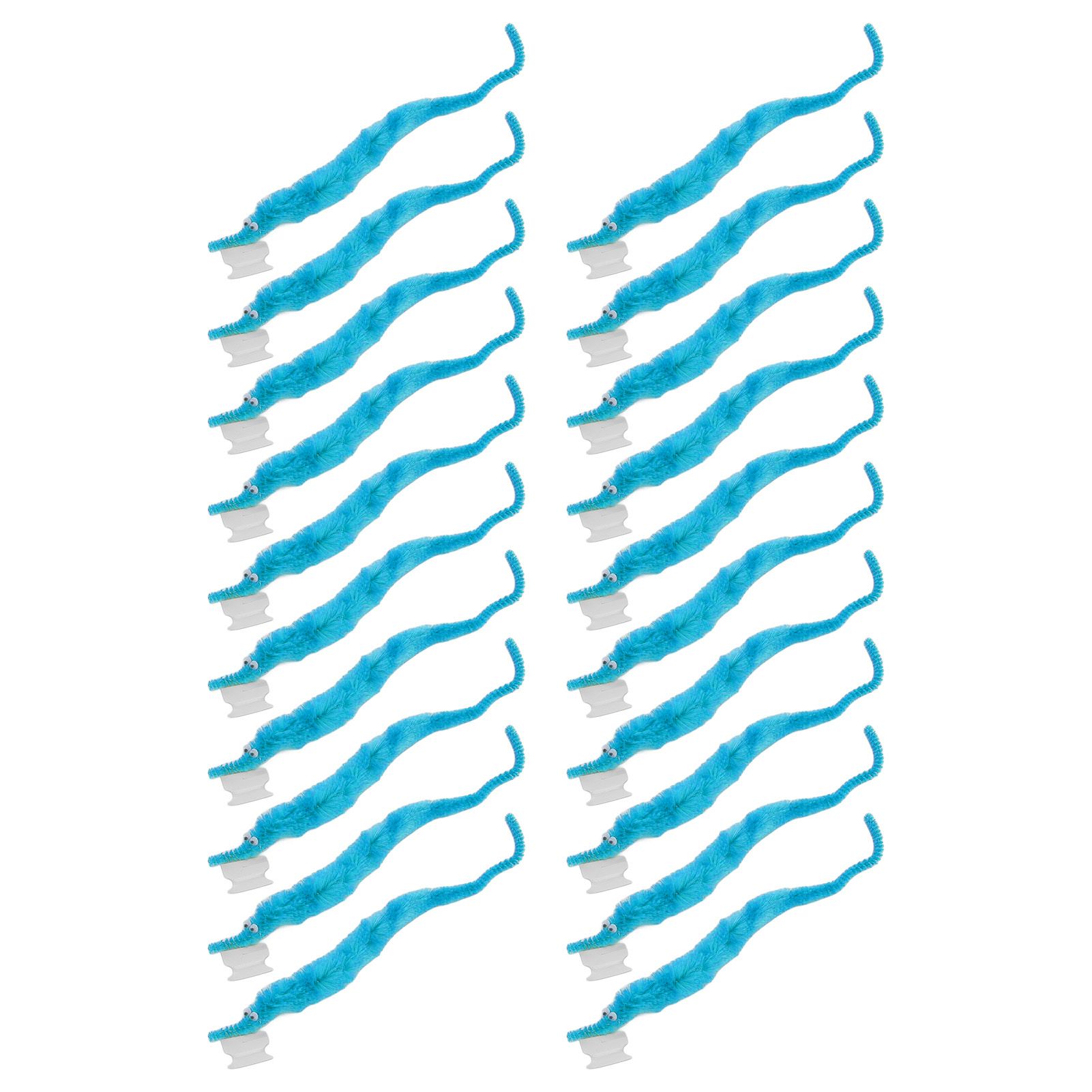 20 Pcs Furry Worm Soft Touch Plush Material Cute Style DIY Compact Portable Fuzzy Worms for Party Light Blue - Image 7