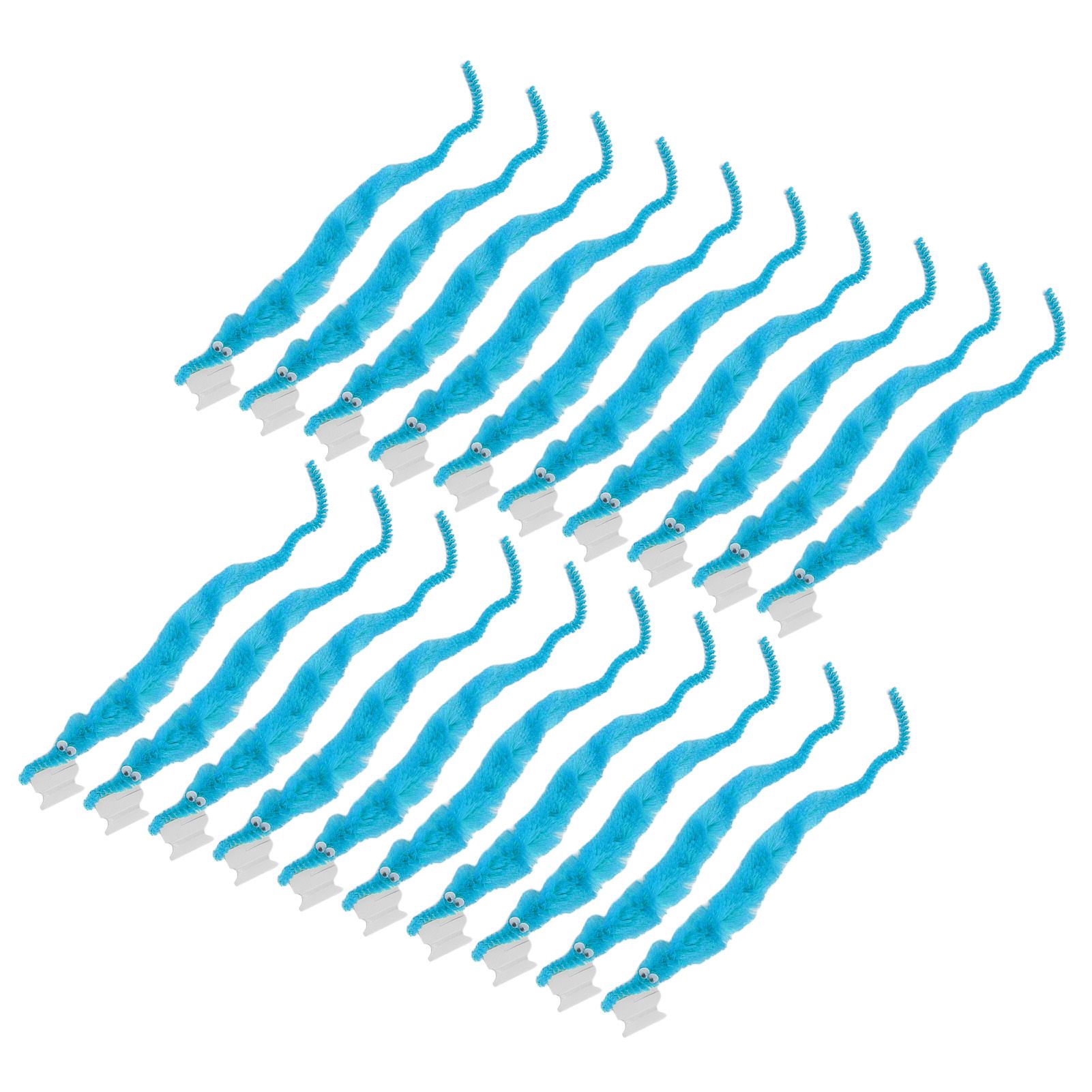 20 Pcs Furry Worm Soft Touch Plush Material Cute Style DIY Compact Portable Fuzzy Worms for Party Light Blue - Image 8