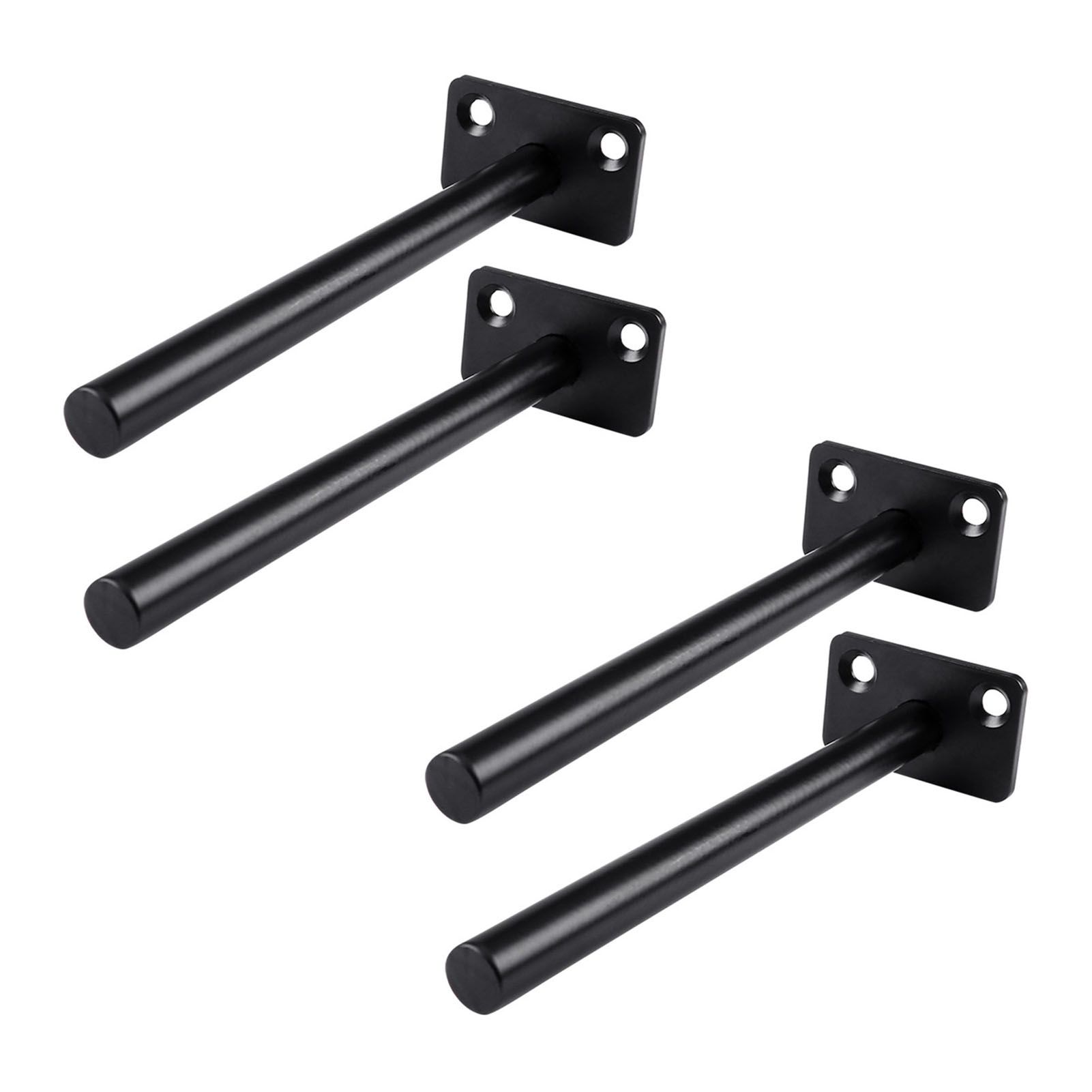 4 PCS Hidden Floating Shelf Bracket Round Wall Mount Shelf Supports Invisible Fixed Floating Holder A 01 2 Holes Black 150mm - Image 1
