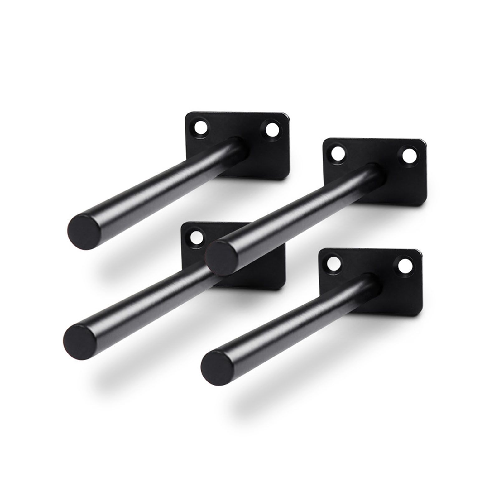 4 PCS Hidden Floating Shelf Bracket Round Wall Mount Shelf Supports Invisible Fixed Floating Holder A 01 2 Holes Black 150mm - Image 3