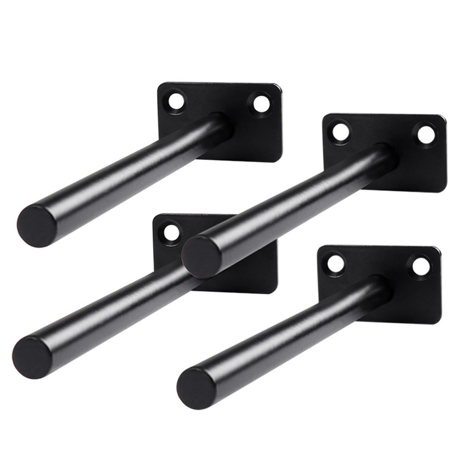 4 PCS Hidden Floating Shelf Bracket Round Wall Mount Shelf Supports Invisible Fixed Floating Holder A 01 2 Holes Black 150mm - Image 4