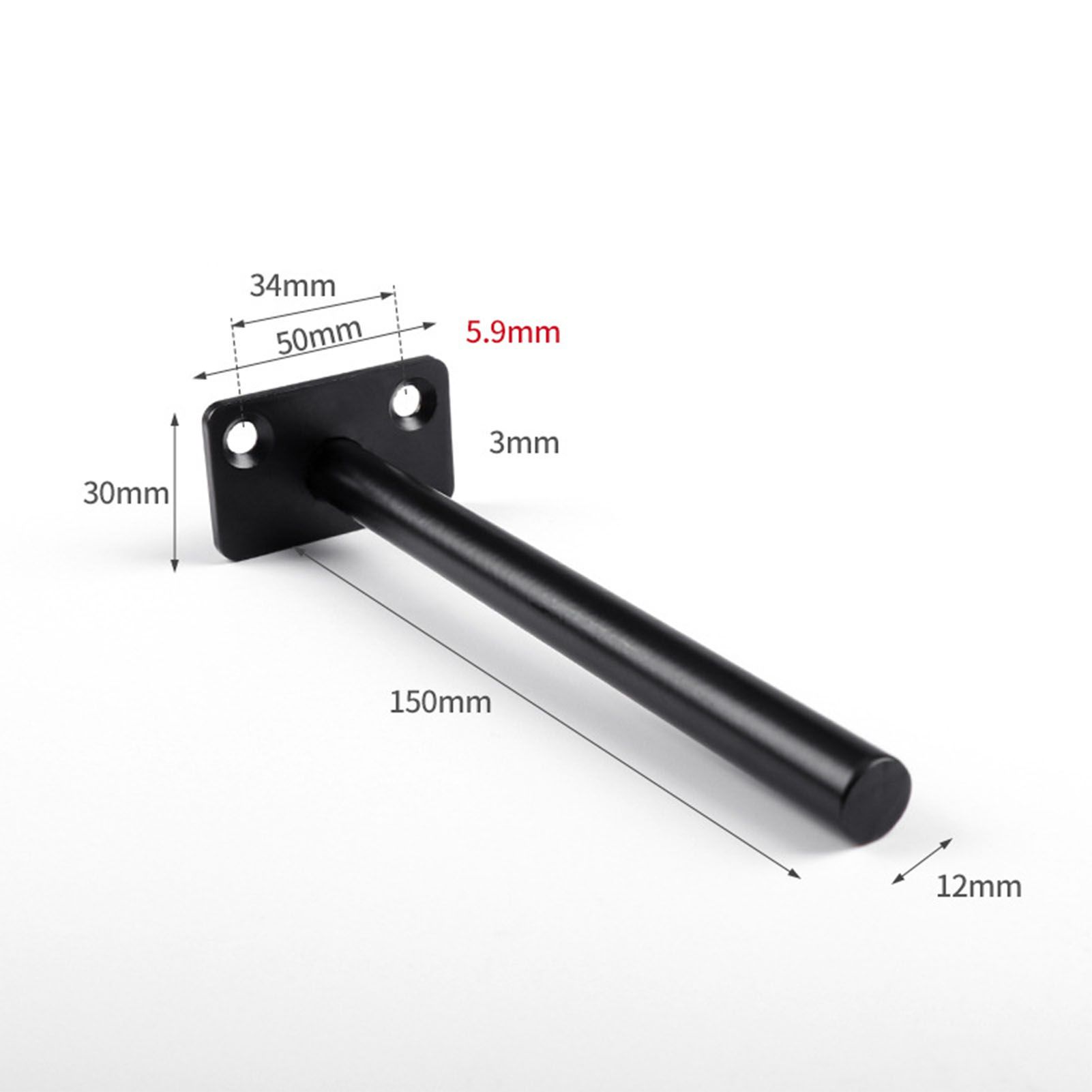 4 PCS Hidden Floating Shelf Bracket Round Wall Mount Shelf Supports Invisible Fixed Floating Holder A 01 2 Holes Black 150mm - Image 7