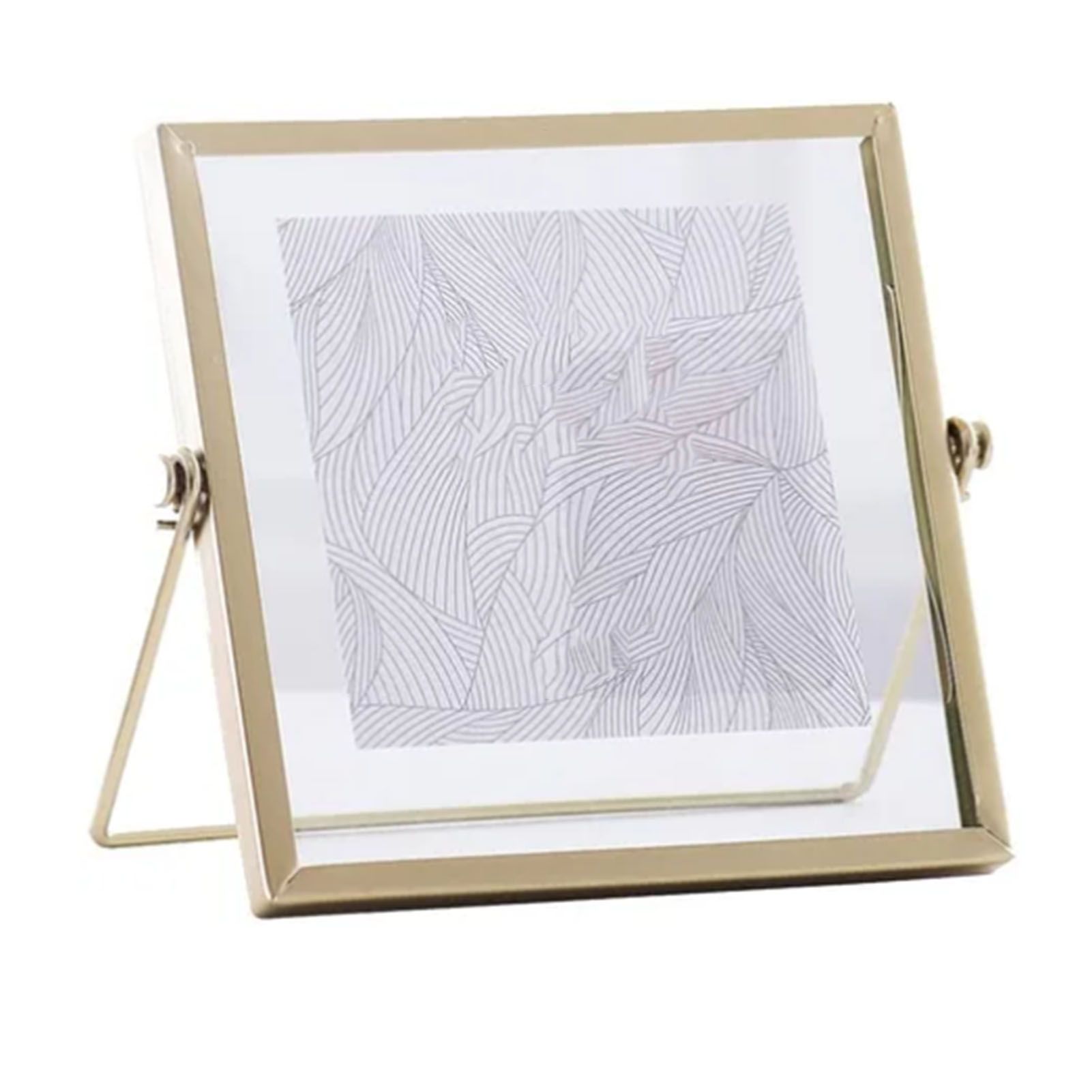 Photo Frame Display Transparent Glass Iron Support Tabletop Dried Flower Frame for Home Decorations 4 Inches - Image 2