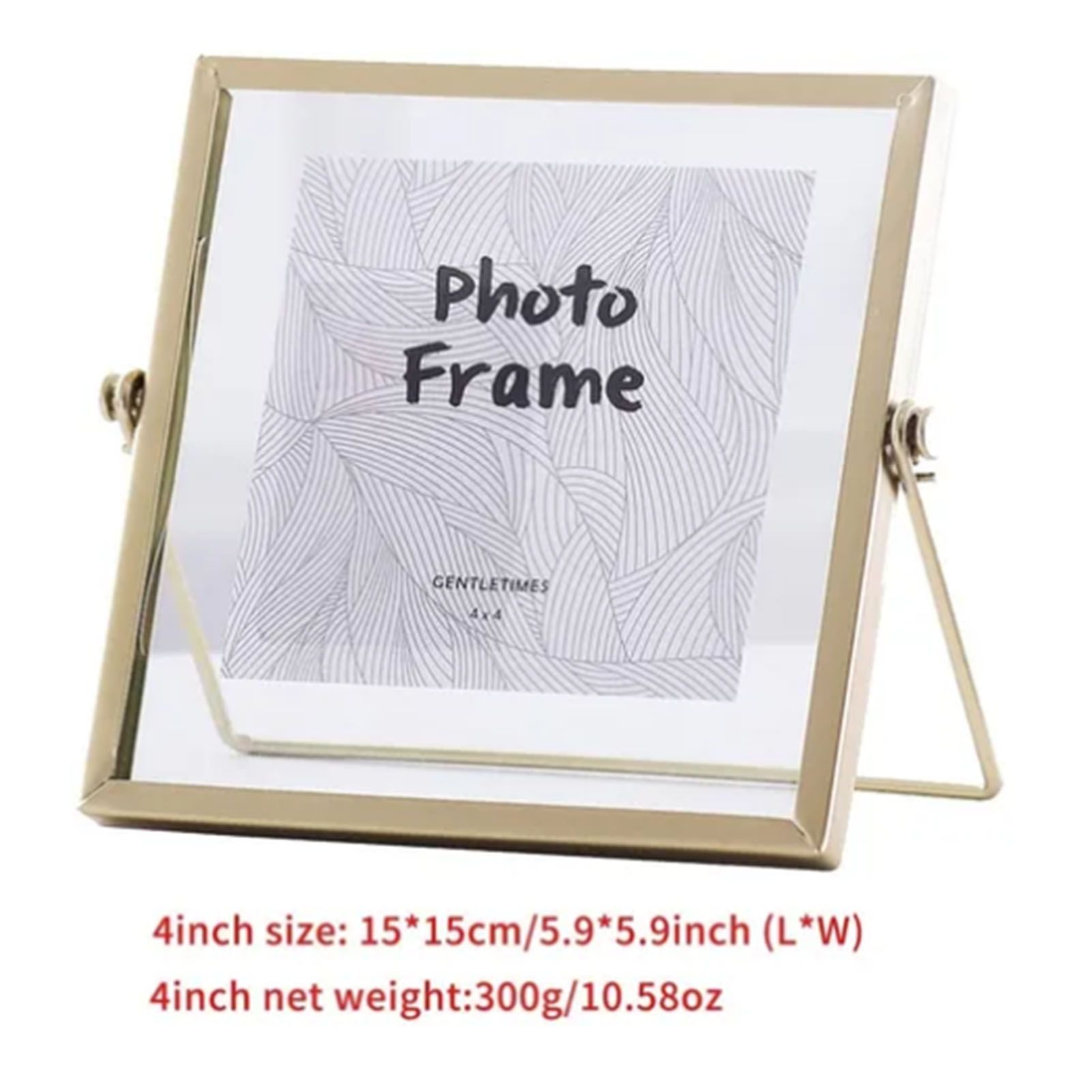 Photo Frame Display Transparent Glass Iron Support Tabletop Dried Flower Frame for Home Decorations 4 Inches - Image 3