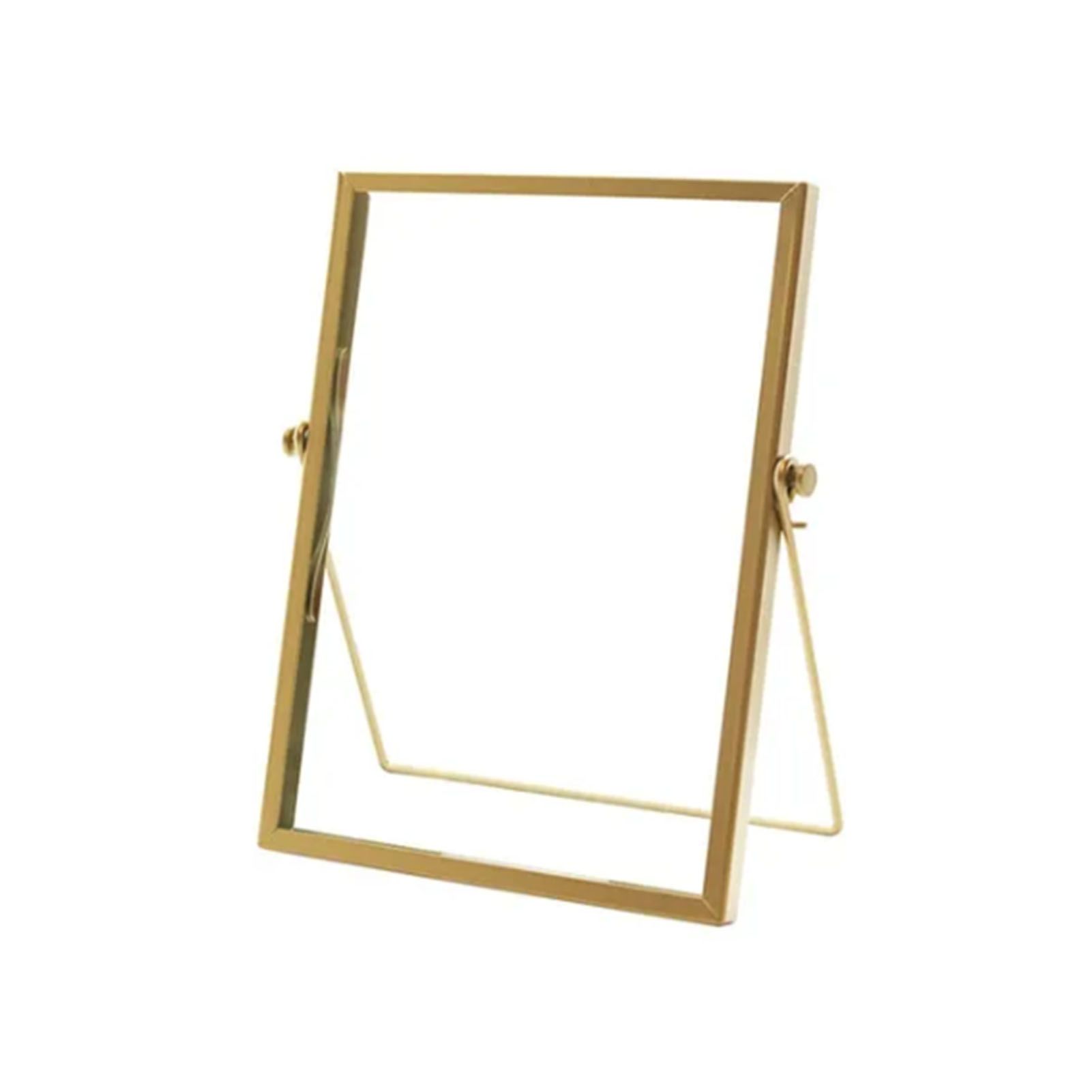 Photo Frame Display Transparent Glass Iron Support Tabletop Dried Flower Frame for Home Decorations 6 Inches - Image 1