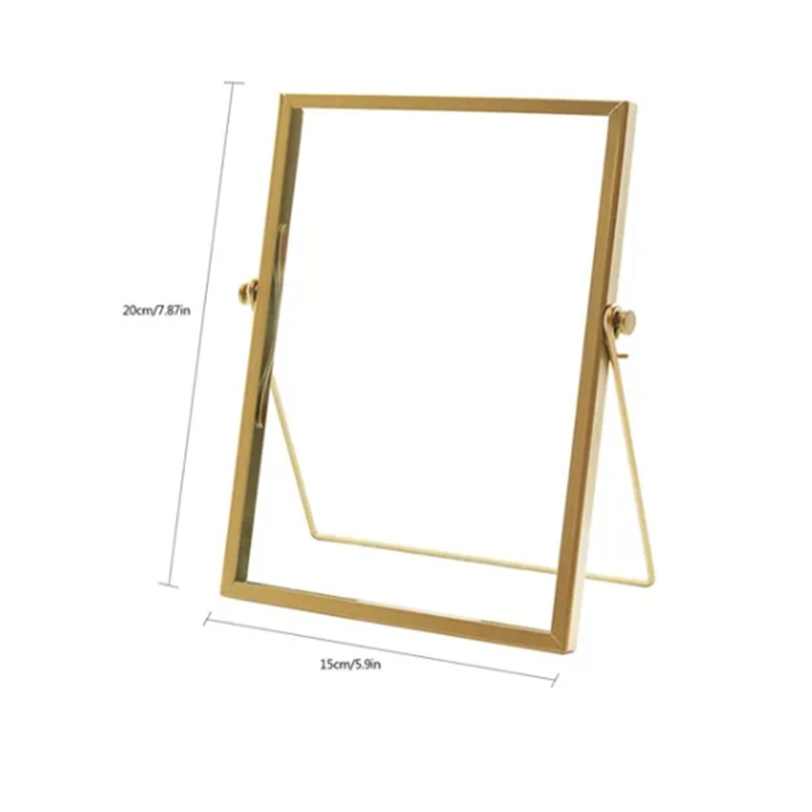 Photo Frame Display Transparent Glass Iron Support Tabletop Dried Flower Frame for Home Decorations 6 Inches - Image 3