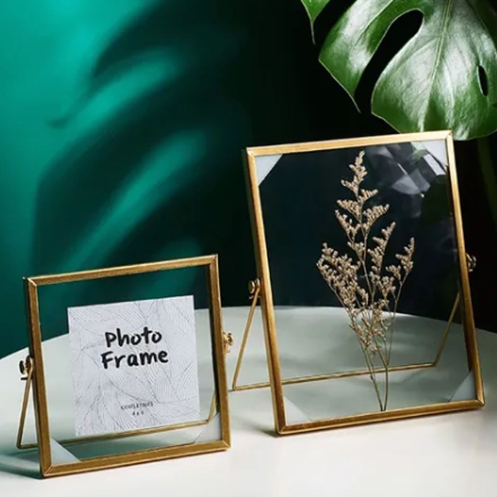 Photo Frame Display Transparent Glass Iron Support Tabletop Dried Flower Frame for Home Decorations 6 Inches - Image 6