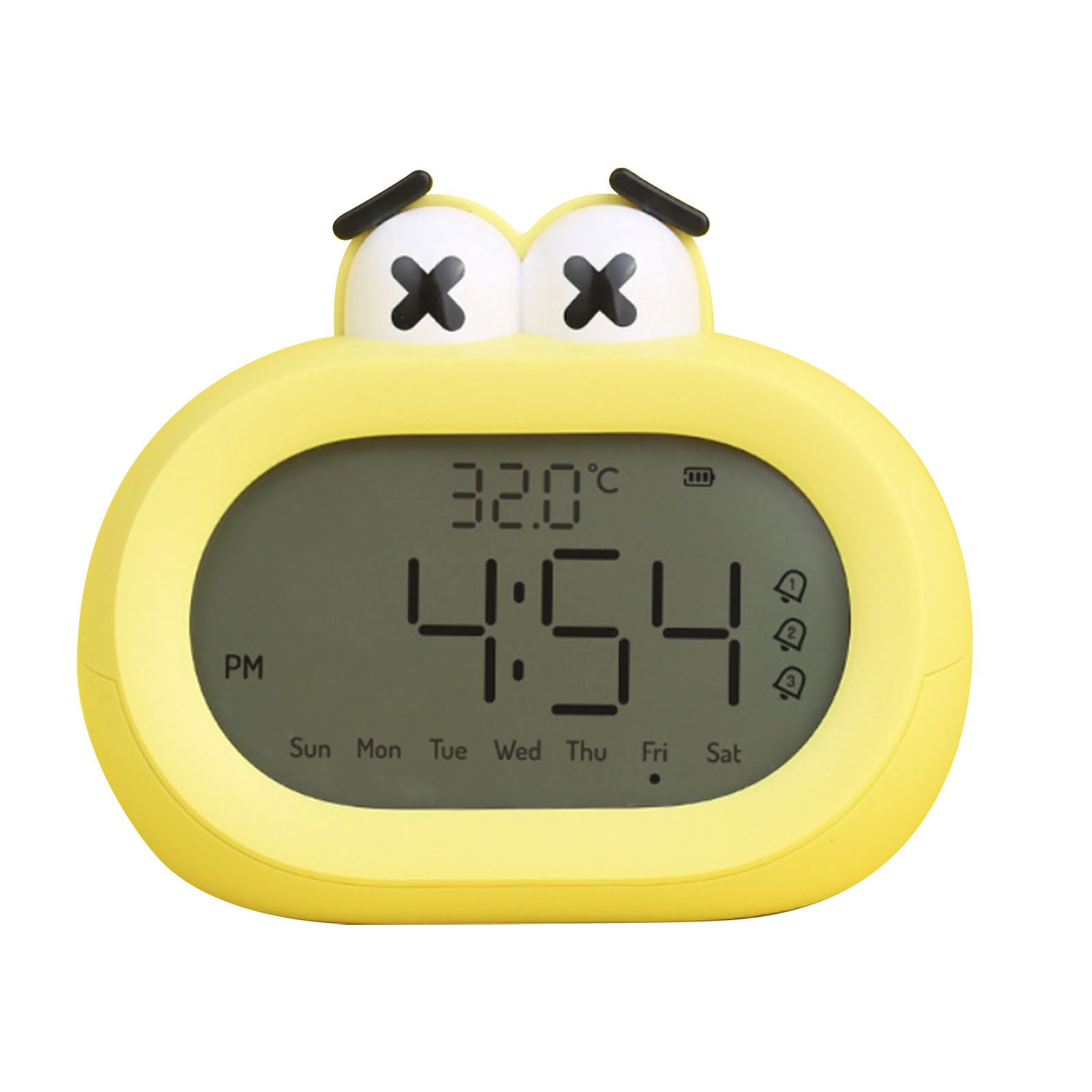 Kids Alarm Clock Cartoon Cute Intelligent Battery Operated Digital LED Electronic Clock with Night Light Yellow - Image 1