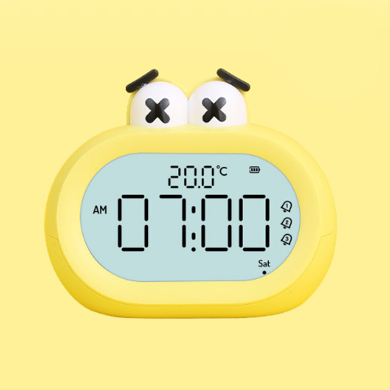 Kids Alarm Clock Cartoon Cute Intelligent Battery Operated Digital LED Electronic Clock with Night Light Yellow - Image 4