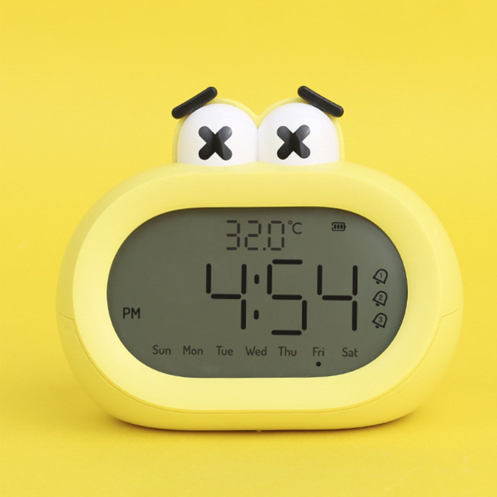 Kids Alarm Clock Cartoon Cute Intelligent Battery Operated Digital LED Electronic Clock with Night Light Yellow - Image 6