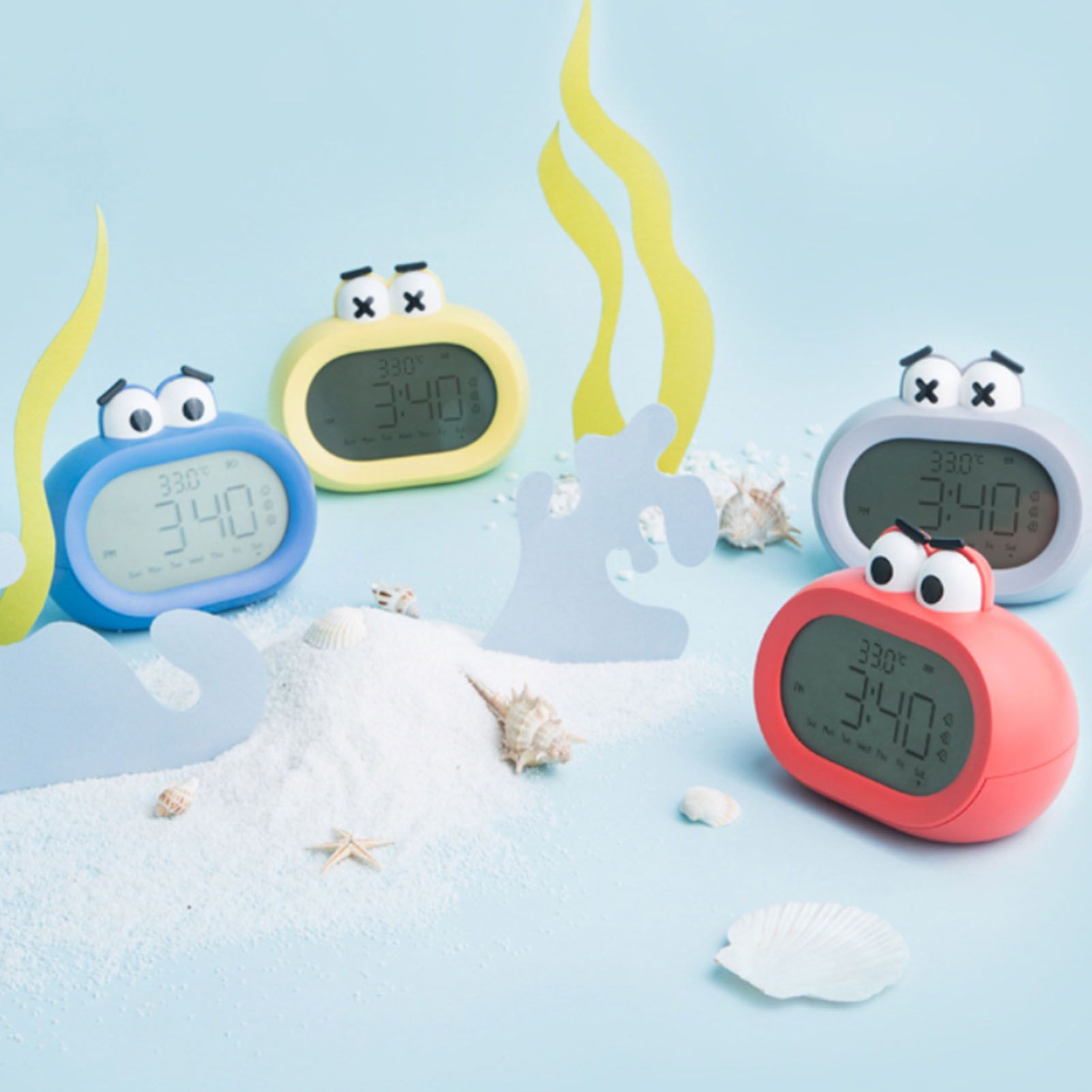 Kids Alarm Clock Cartoon Cute Intelligent Battery Operated Digital LED Electronic Clock with Night Light Yellow - Image 8
