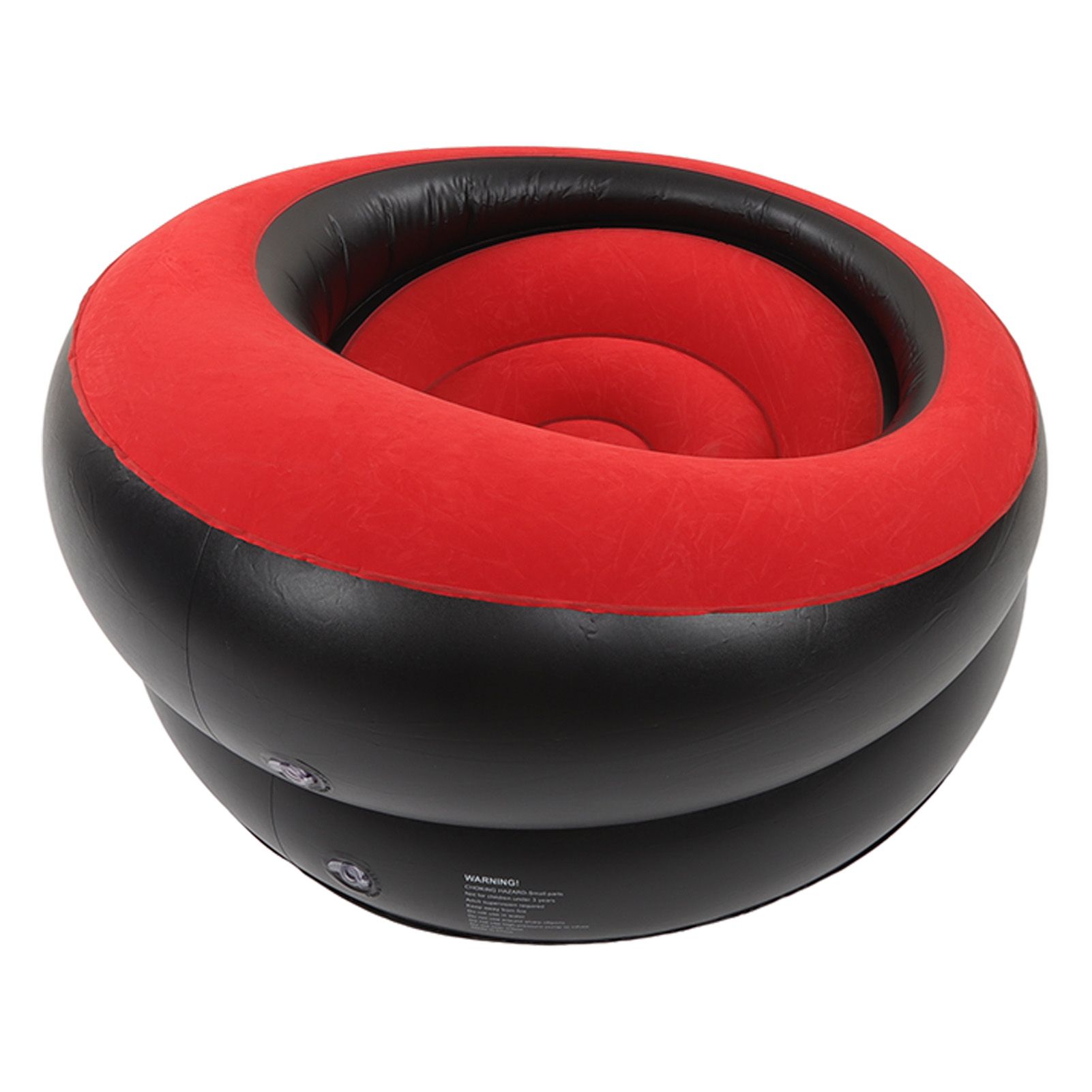 Inflatable Couch Flocking Air Sofa Simple Inflatable Chair for Living Room Bedroom Reading Room Office Balcony Travel Red - Image 2