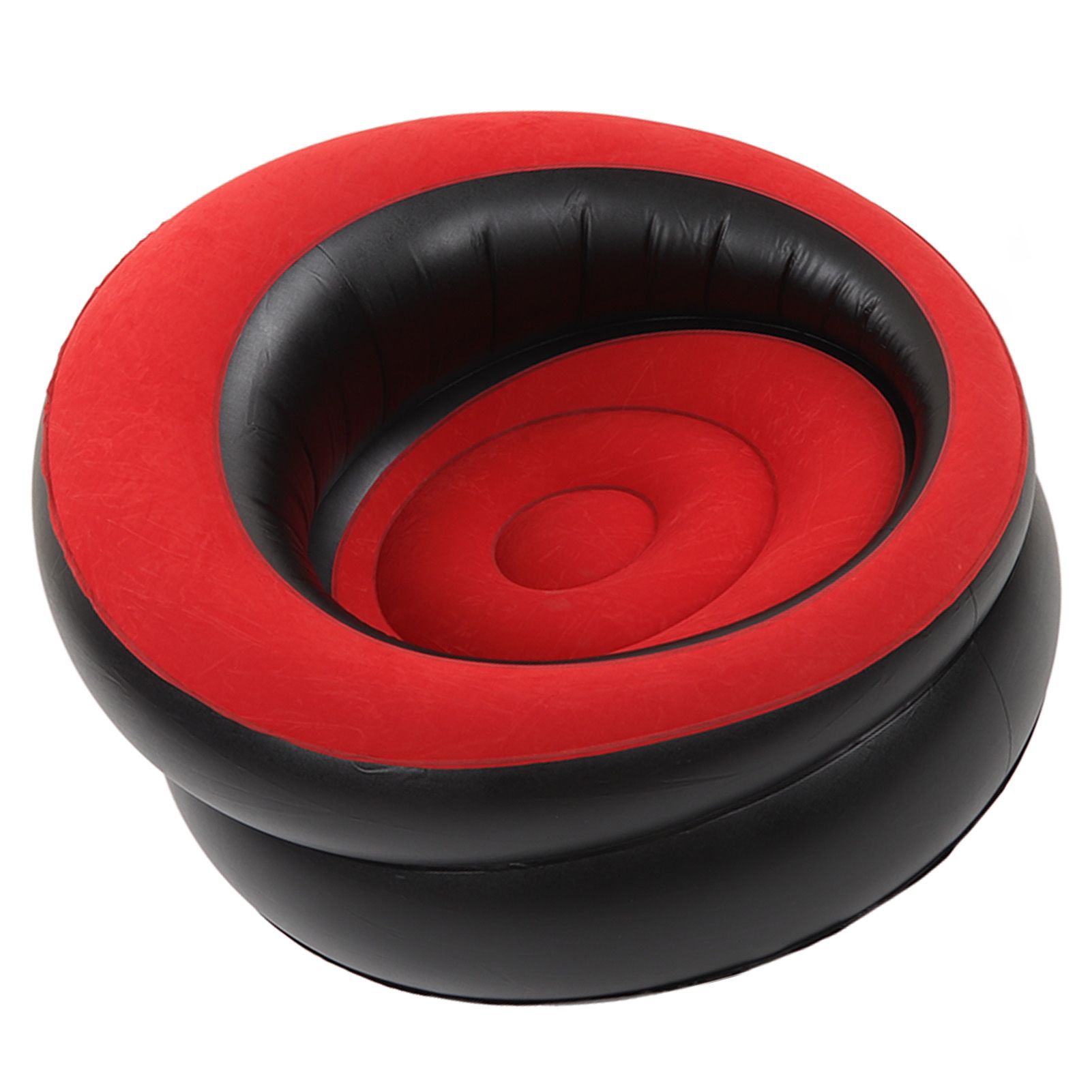 Inflatable Couch Flocking Air Sofa Simple Inflatable Chair for Living Room Bedroom Reading Room Office Balcony Travel Red - Image 4