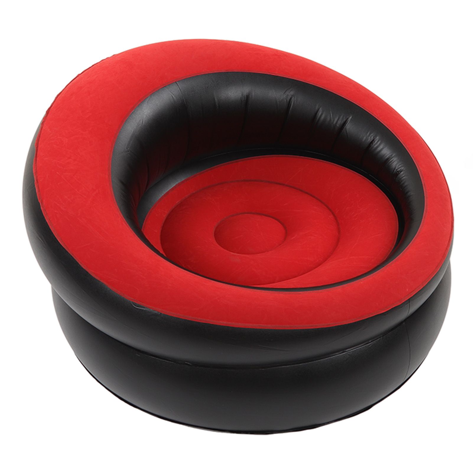 Inflatable Couch Flocking Air Sofa Simple Inflatable Chair for Living Room Bedroom Reading Room Office Balcony Travel Red - Image 5