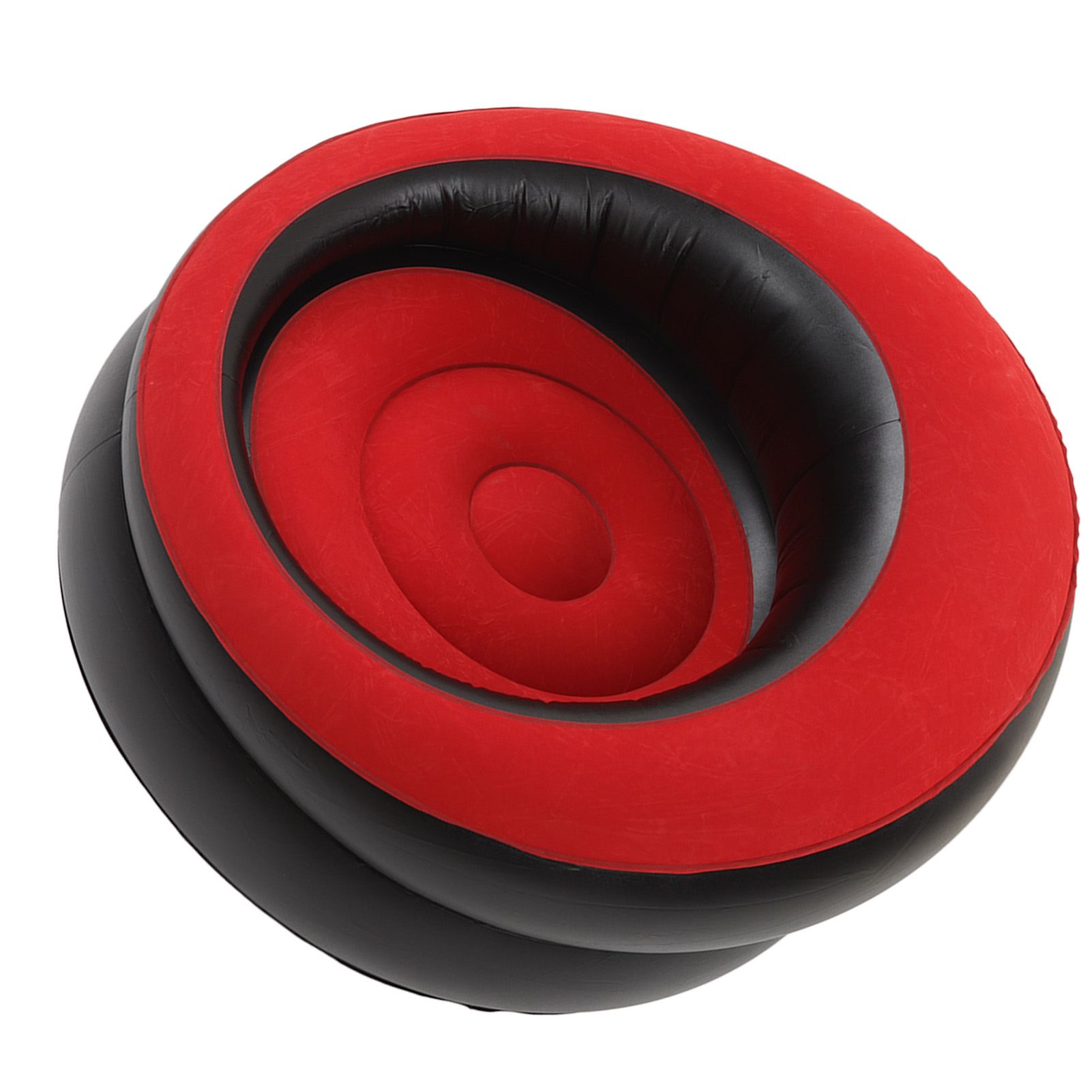 Inflatable Couch Flocking Air Sofa Simple Inflatable Chair for Living Room Bedroom Reading Room Office Balcony Travel Red - Image 6