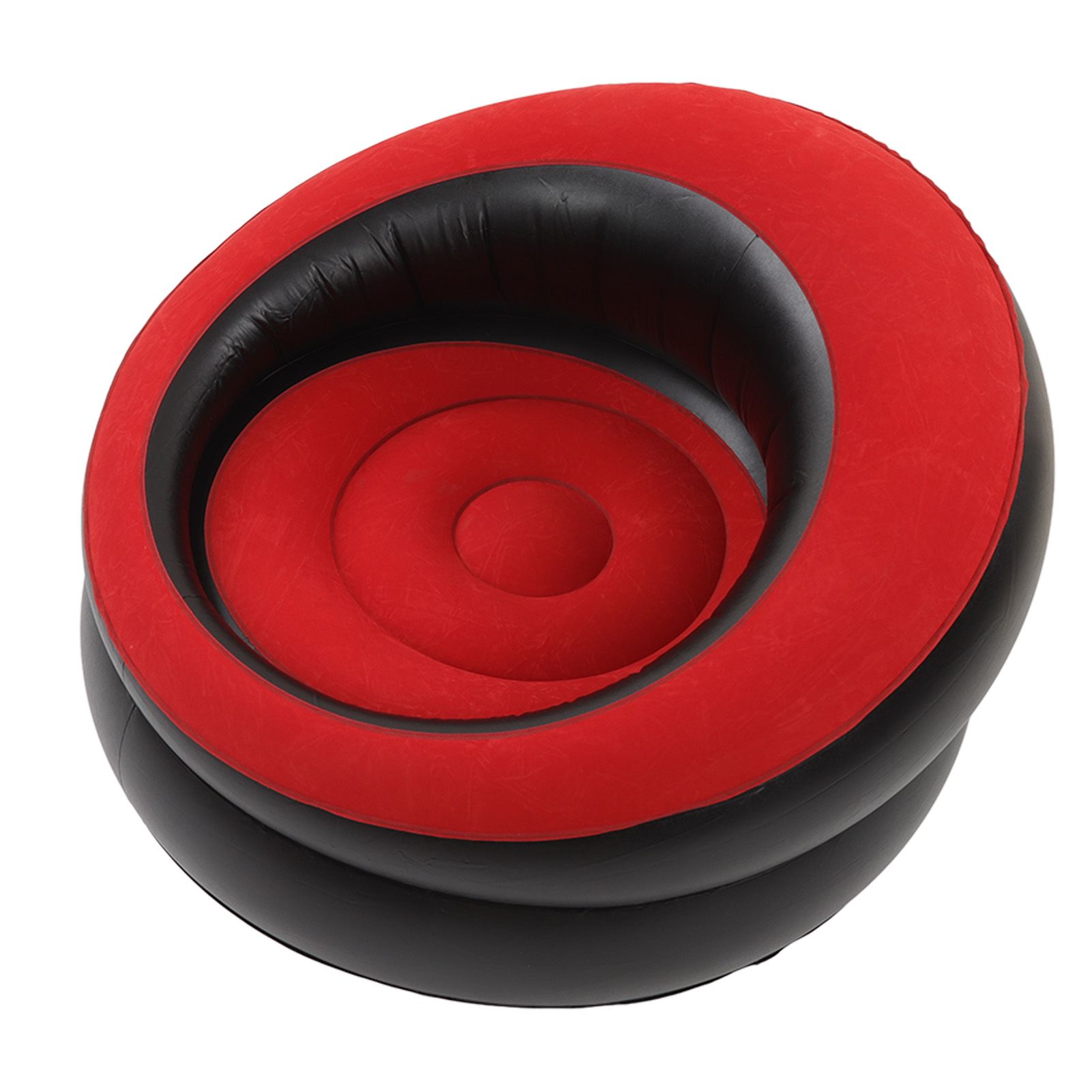 Inflatable Couch Flocking Air Sofa Simple Inflatable Chair for Living Room Bedroom Reading Room Office Balcony Travel Red - Image 7