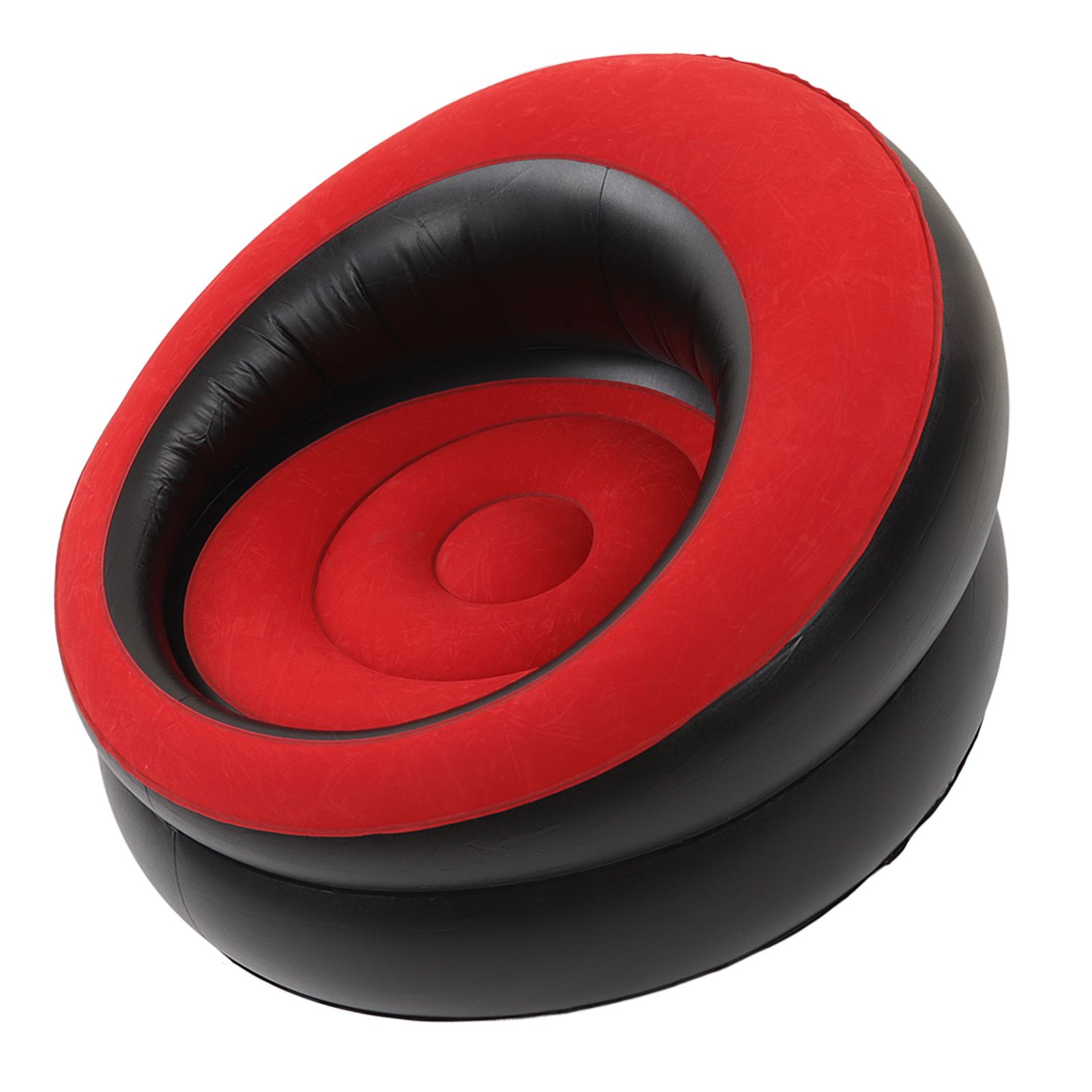 Inflatable Couch Flocking Air Sofa Simple Inflatable Chair for Living Room Bedroom Reading Room Office Balcony Travel Red - Image 8