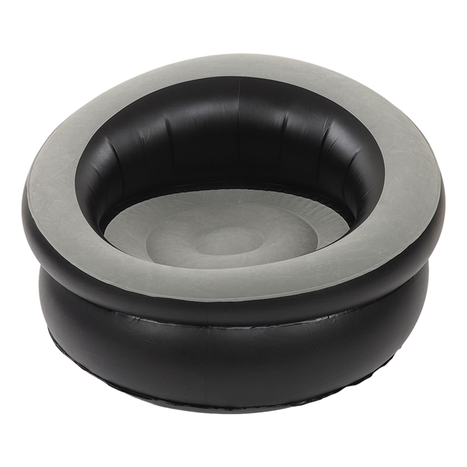 Inflatable Couch Flocking Air Sofa Simple Inflatable Chair for Living Room Bedroom Reading Room Office Balcony Travel Grey - Image 1