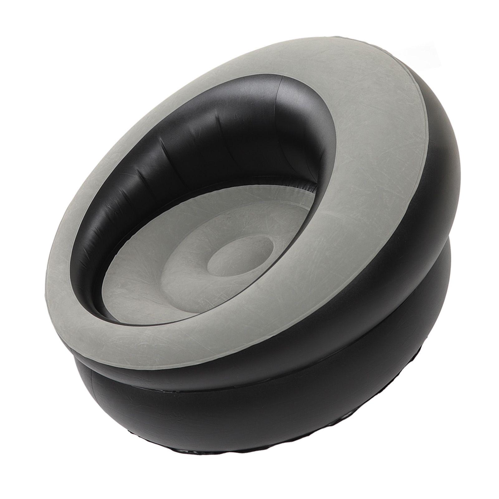 Inflatable Couch Flocking Air Sofa Simple Inflatable Chair for Living Room Bedroom Reading Room Office Balcony Travel Grey - Image 2