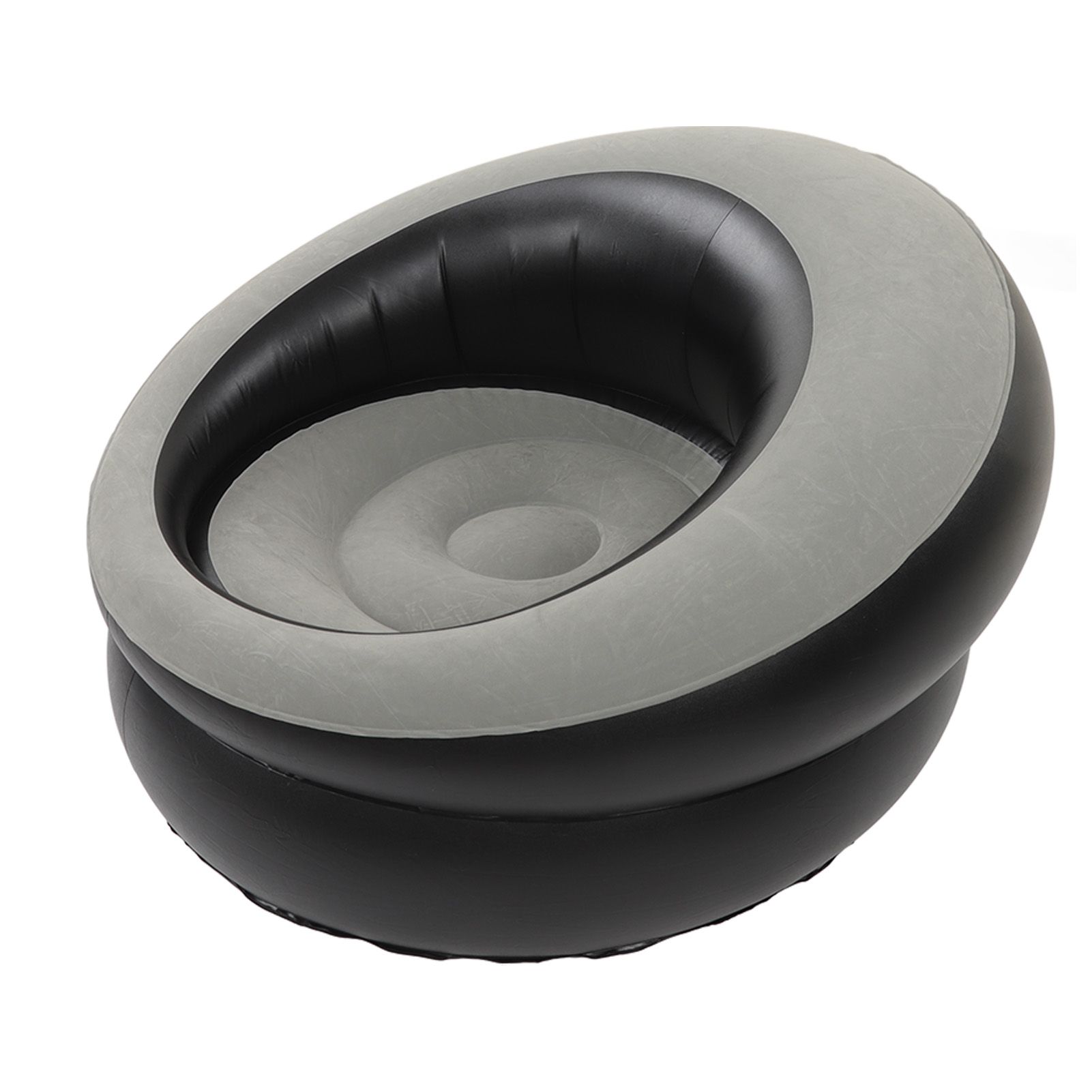 Inflatable Couch Flocking Air Sofa Simple Inflatable Chair for Living Room Bedroom Reading Room Office Balcony Travel Grey - Image 3