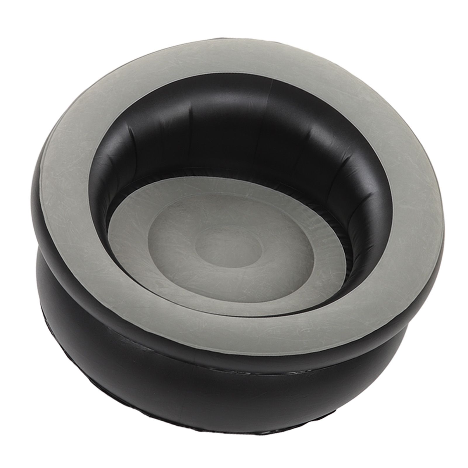 Inflatable Couch Flocking Air Sofa Simple Inflatable Chair for Living Room Bedroom Reading Room Office Balcony Travel Grey - Image 4