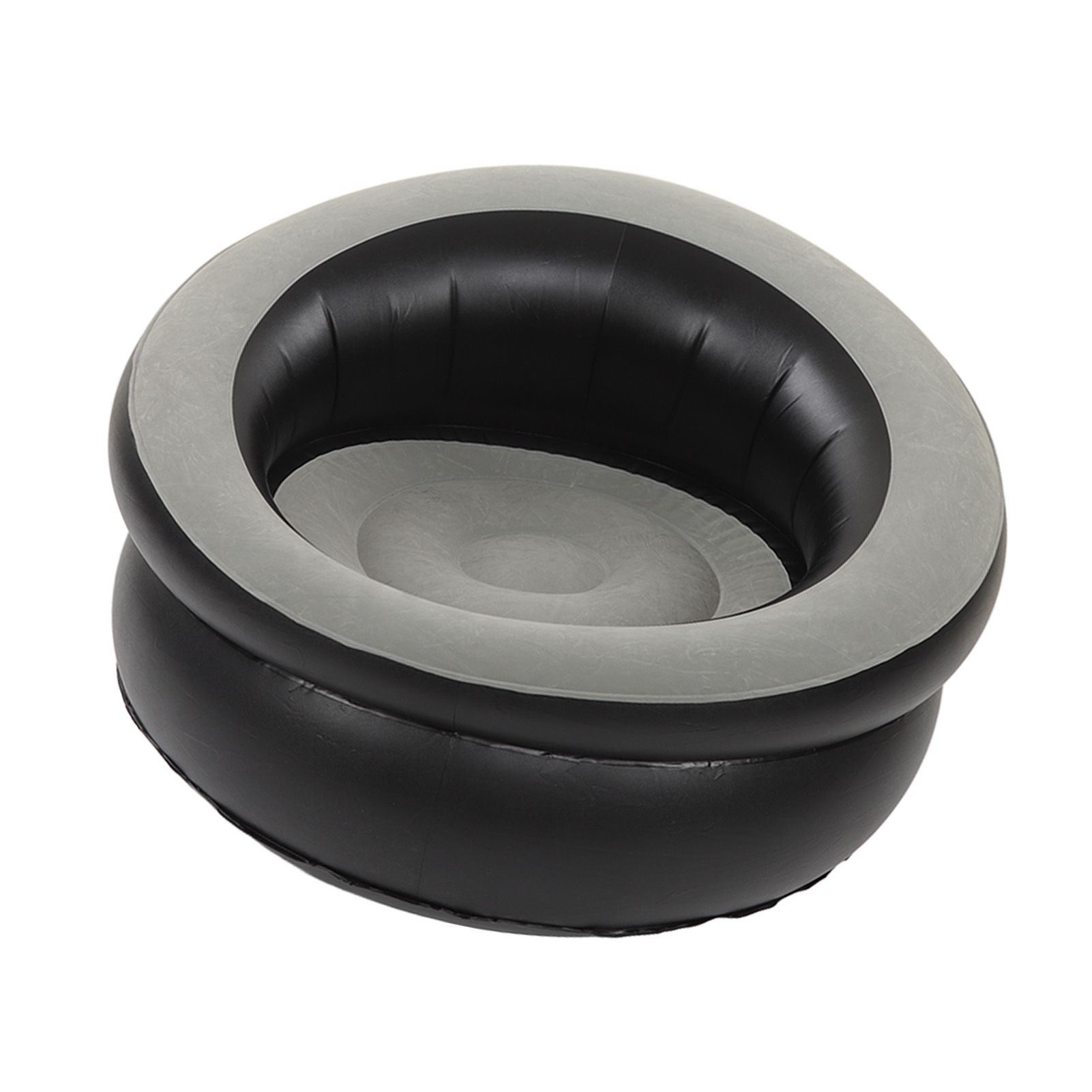 Inflatable Couch Flocking Air Sofa Simple Inflatable Chair for Living Room Bedroom Reading Room Office Balcony Travel Grey - Image 7