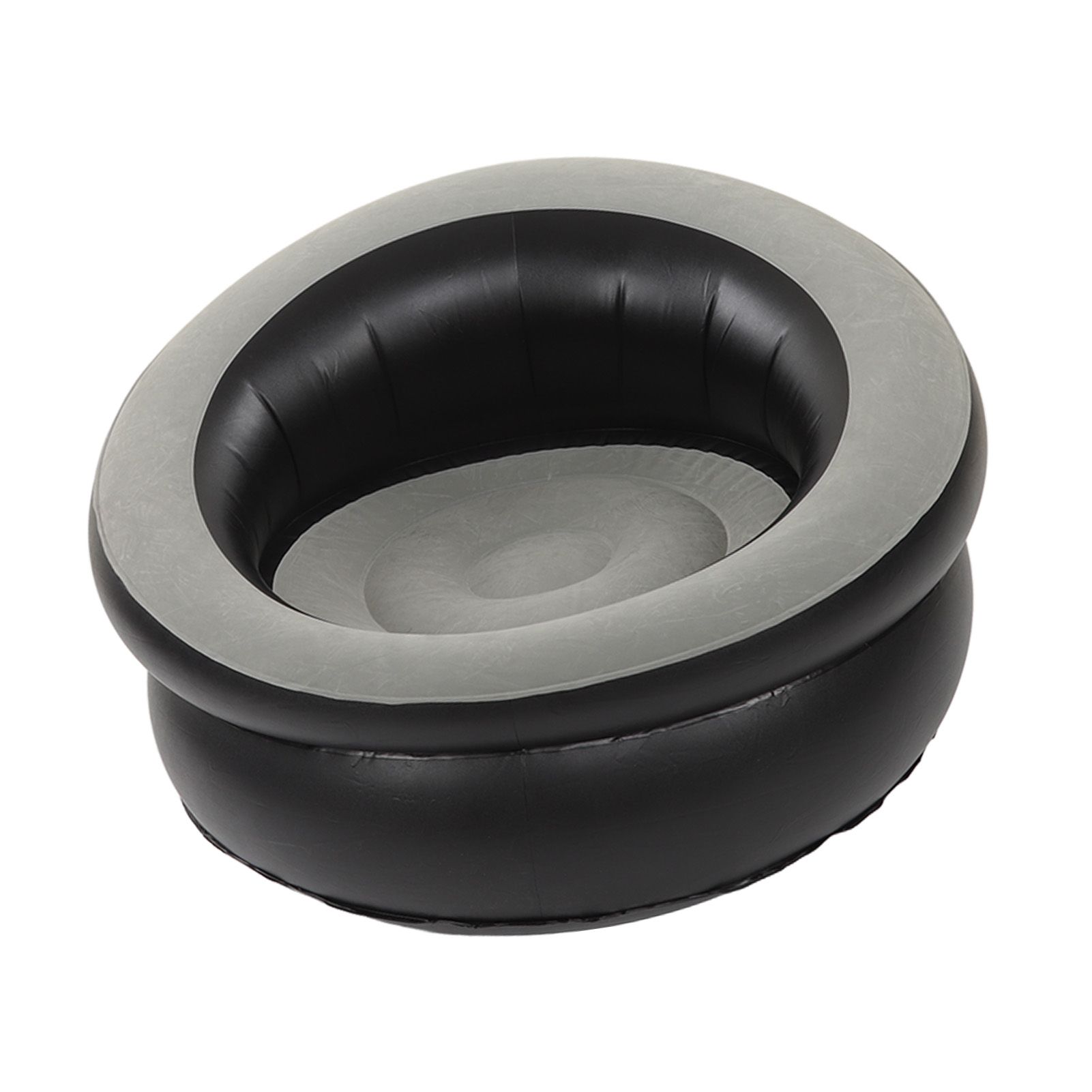Inflatable Couch Flocking Air Sofa Simple Inflatable Chair for Living Room Bedroom Reading Room Office Balcony Travel Grey - Image 8