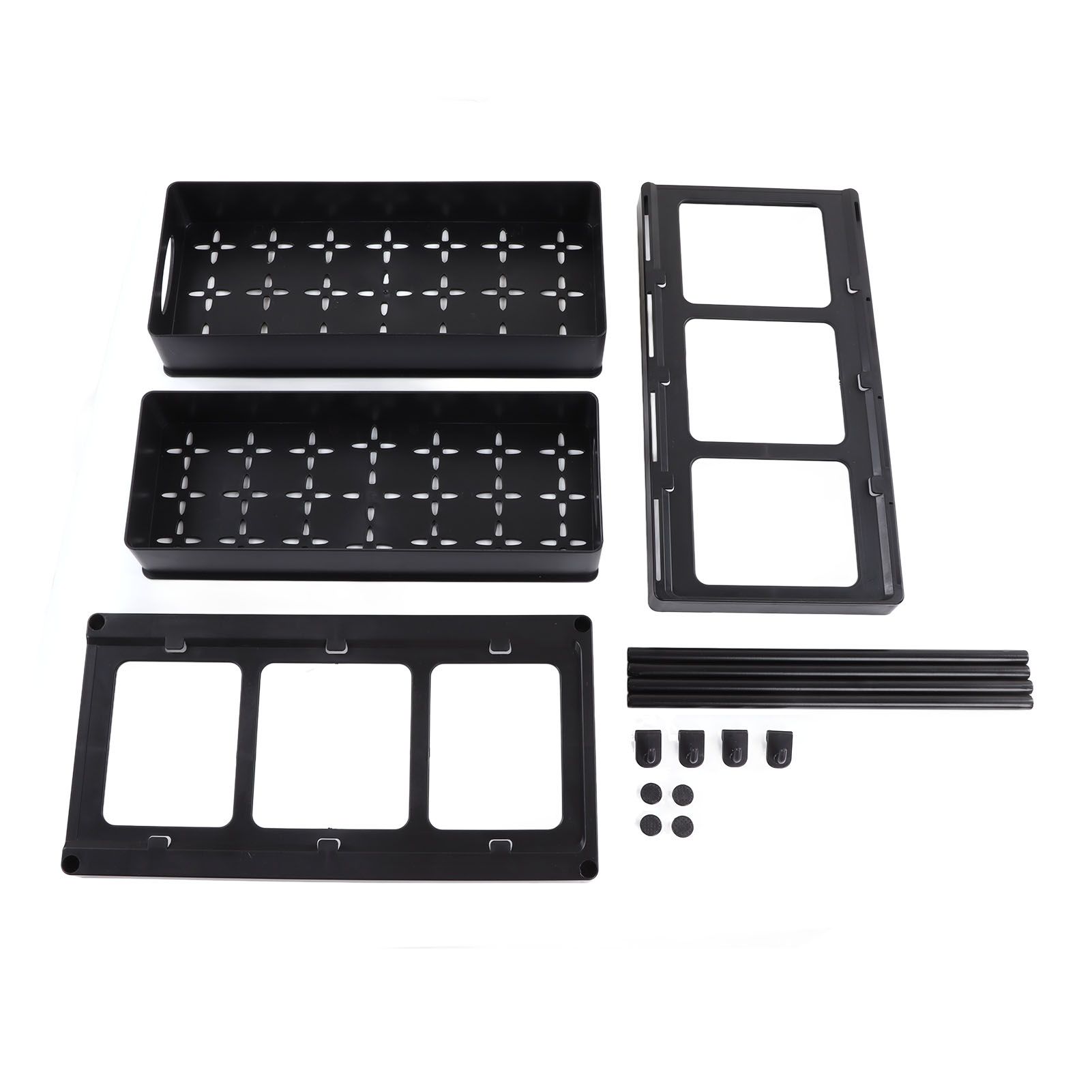 Under Sink Organizer Sliding Pull Out Double Layer Under Sink Countertop Organizer for Bathroom Kitchen Laundry Room Black - Image 1