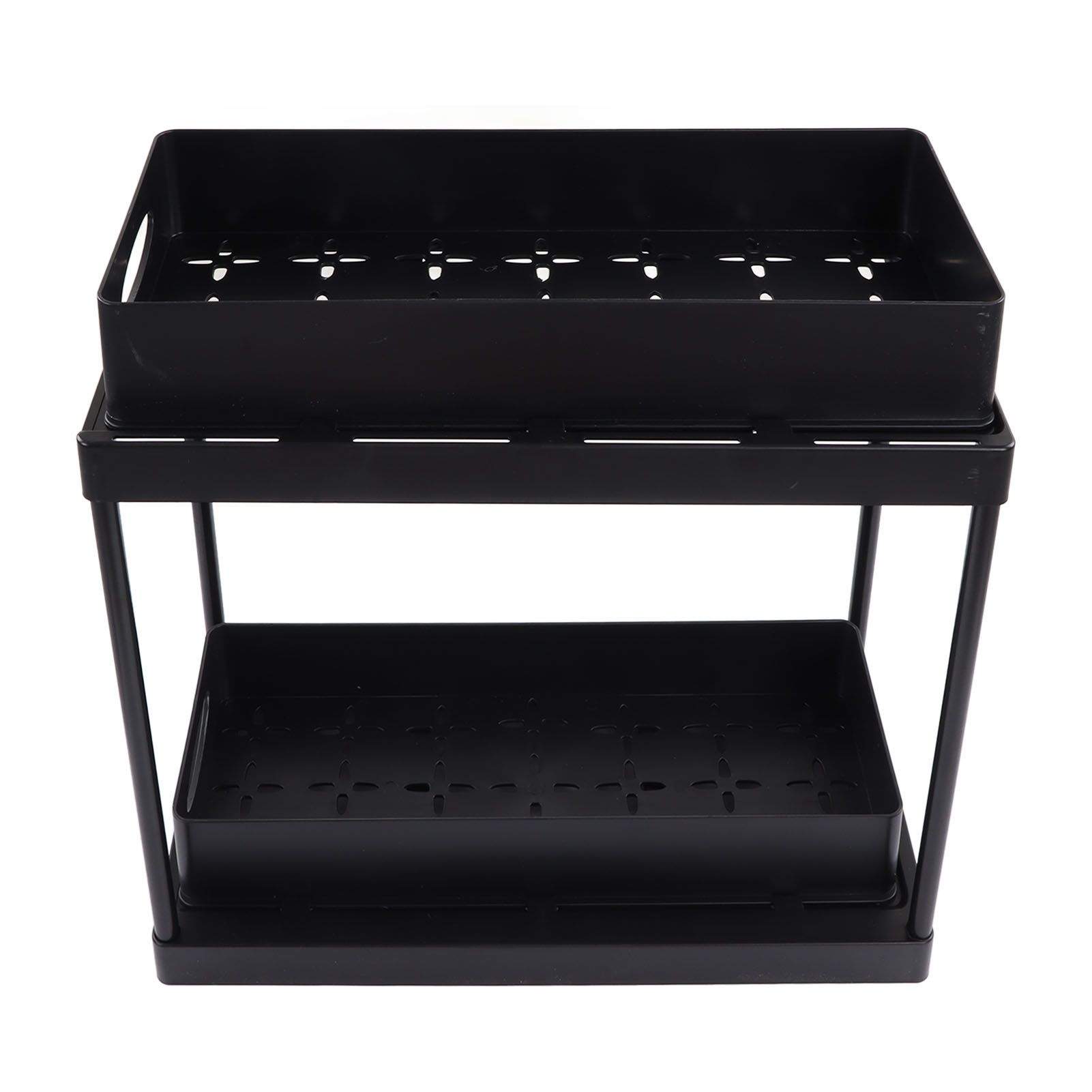 Under Sink Organizer Sliding Pull Out Double Layer Under Sink Countertop Organizer for Bathroom Kitchen Laundry Room Black - Image 4