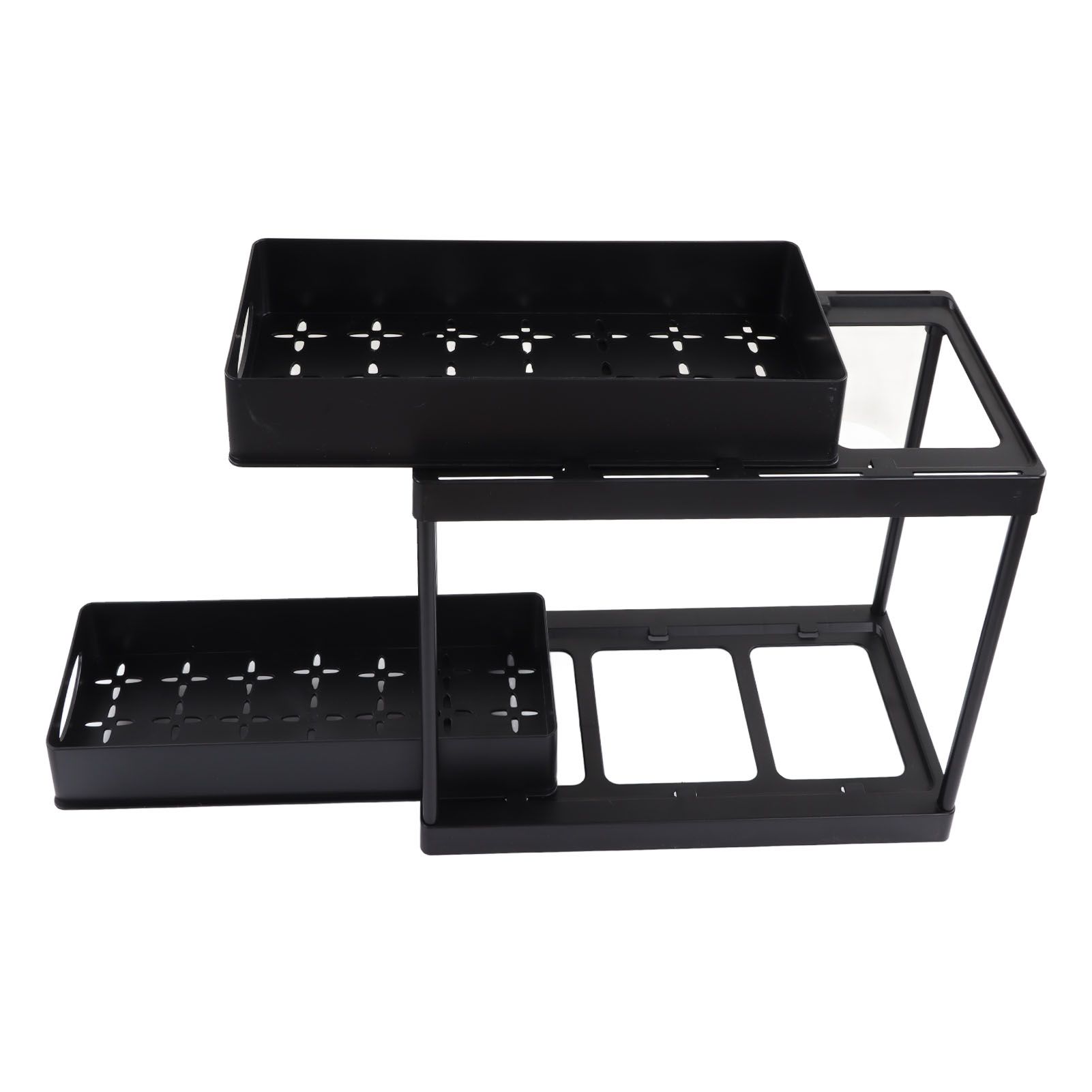 Under Sink Organizer Sliding Pull Out Double Layer Under Sink Countertop Organizer for Bathroom Kitchen Laundry Room Black - Image 5