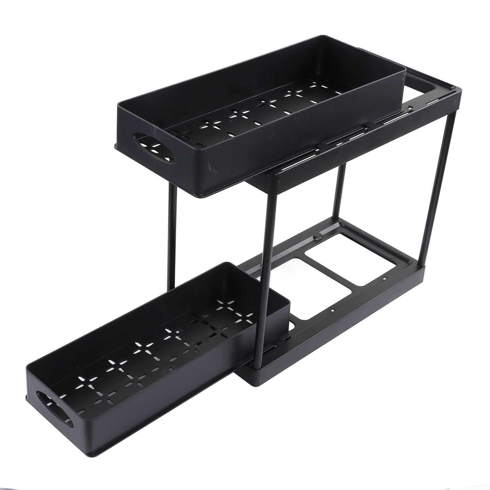 Under Sink Organizer Sliding Pull Out Double Layer Under Sink Countertop Organizer for Bathroom Kitchen Laundry Room Black - Image 6