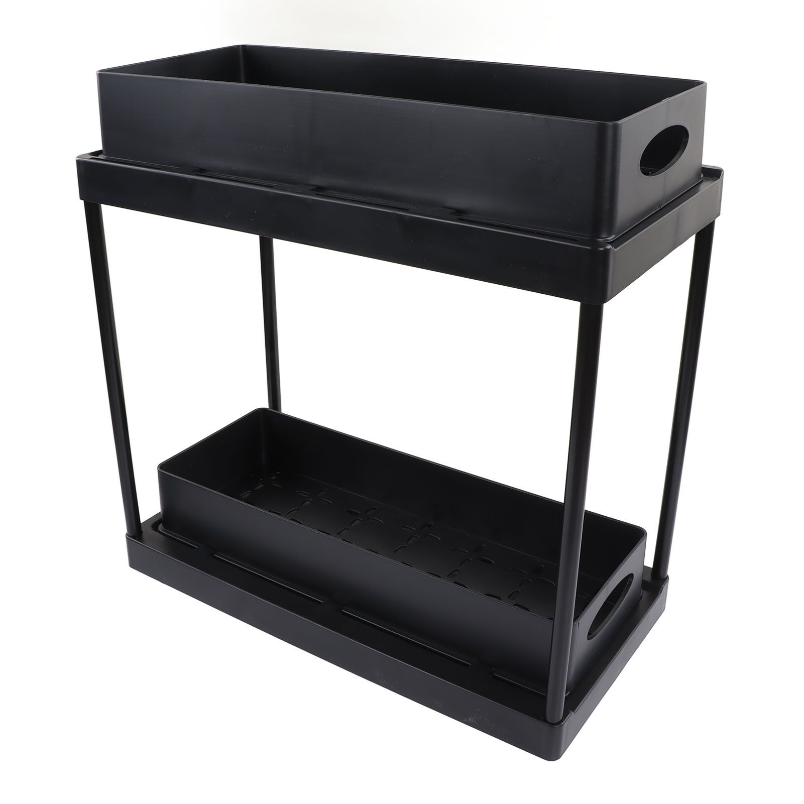Under Sink Organizer Sliding Pull Out Double Layer Under Sink Countertop Organizer for Bathroom Kitchen Laundry Room Black - Image 7