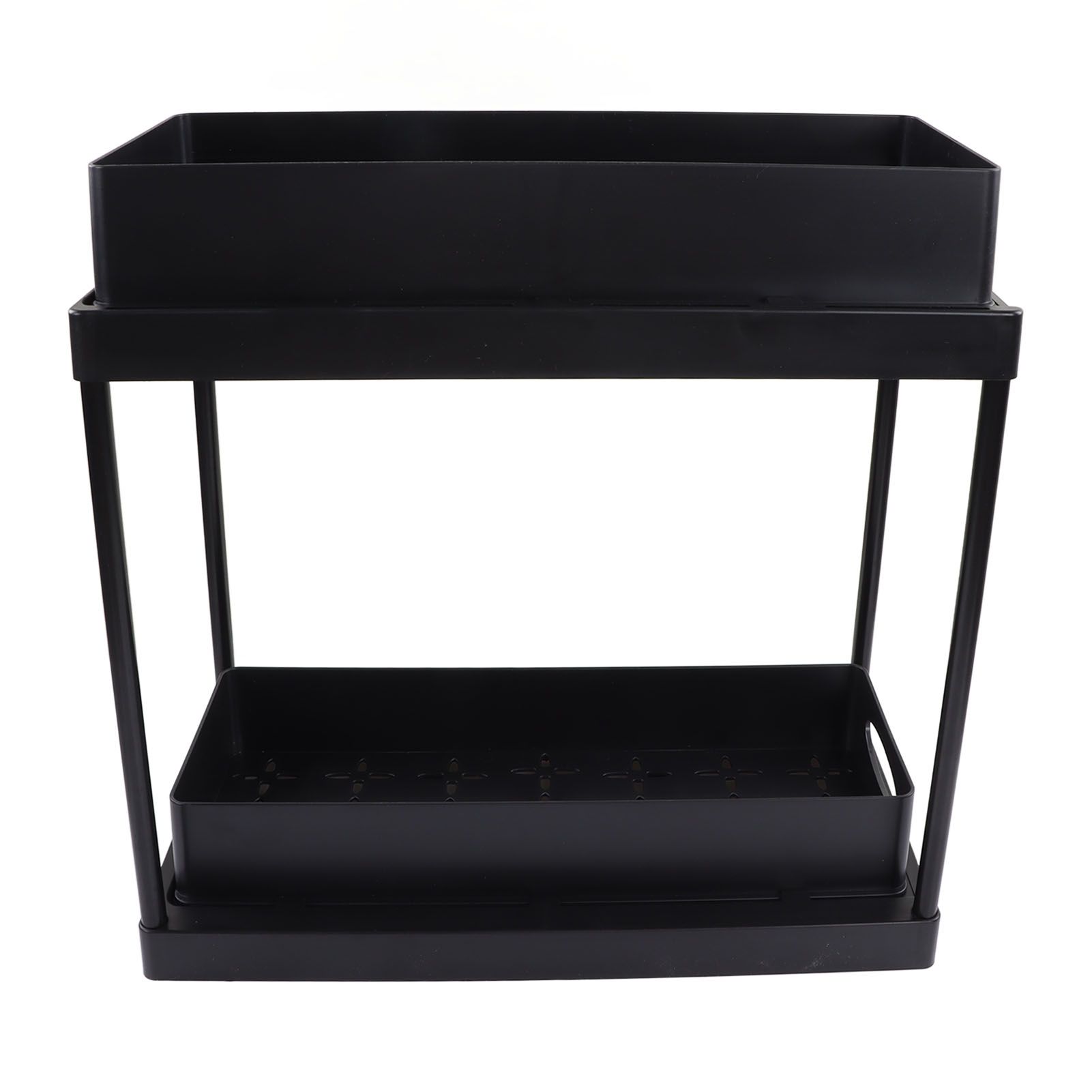 Under Sink Organizer Sliding Pull Out Double Layer Under Sink Countertop Organizer for Bathroom Kitchen Laundry Room Black - Image 8