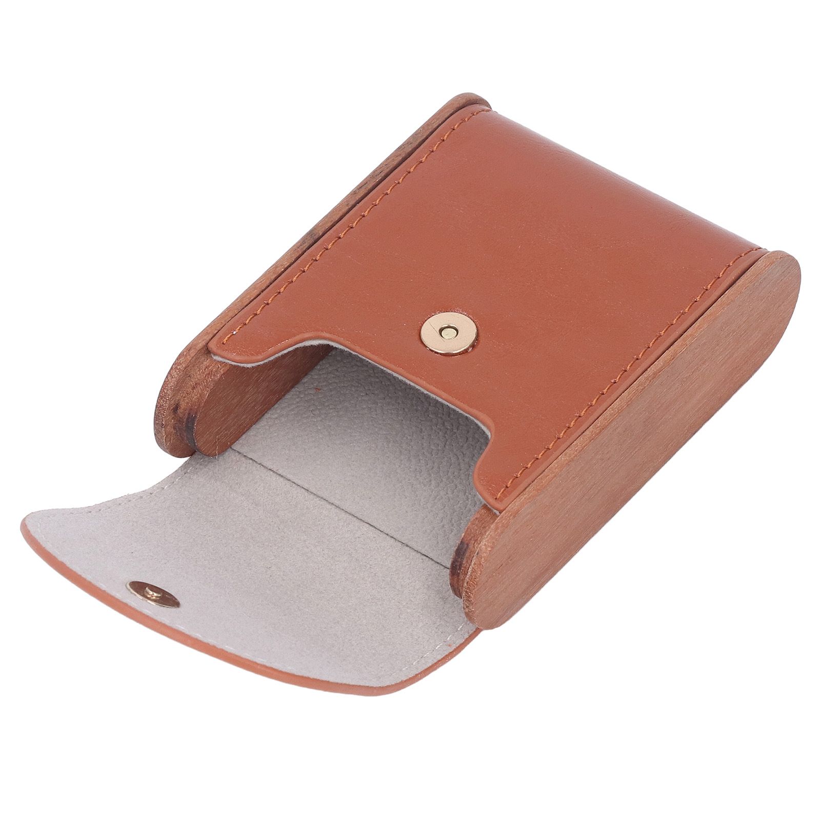 Wooden Cigar Case Box PU Cover Cigarette Holder for 20Pcs Smoking Accessories for Men Women Apricot - Image 4