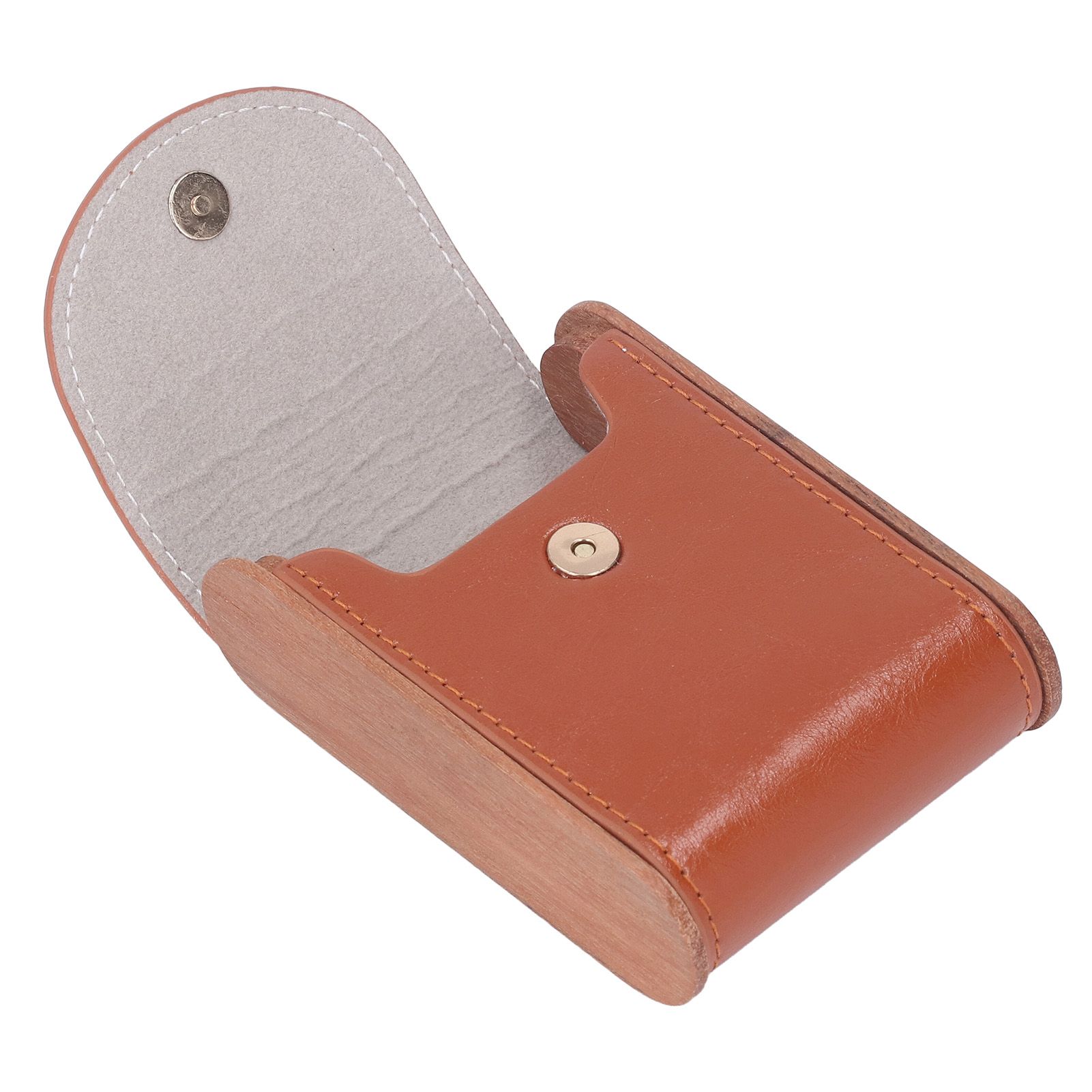 Wooden Cigar Case Box PU Cover Cigarette Holder for 20Pcs Smoking Accessories for Men Women Apricot - Image 5