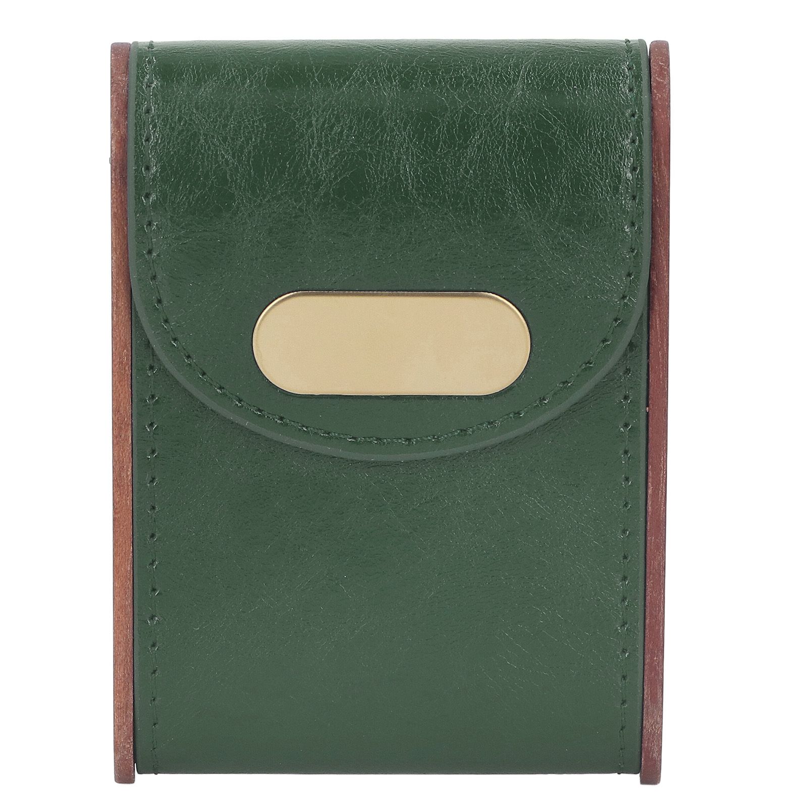 Wooden Cigar Case Box PU Cover Cigarette Holder for 20Pcs Smoking Accessories for Men Women Green - Image 1