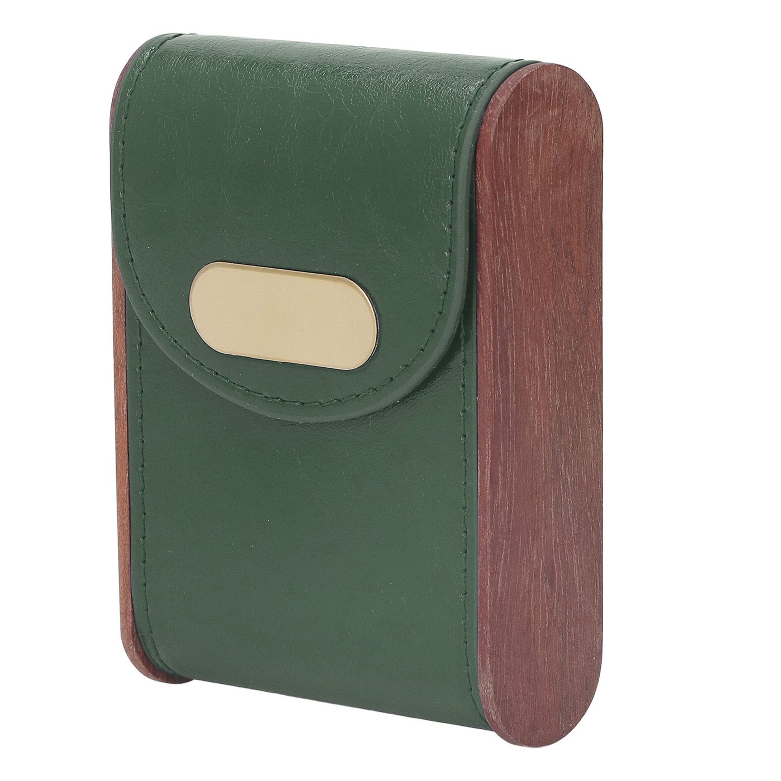 Wooden Cigar Case Box PU Cover Cigarette Holder for 20Pcs Smoking Accessories for Men Women Green - Image 2