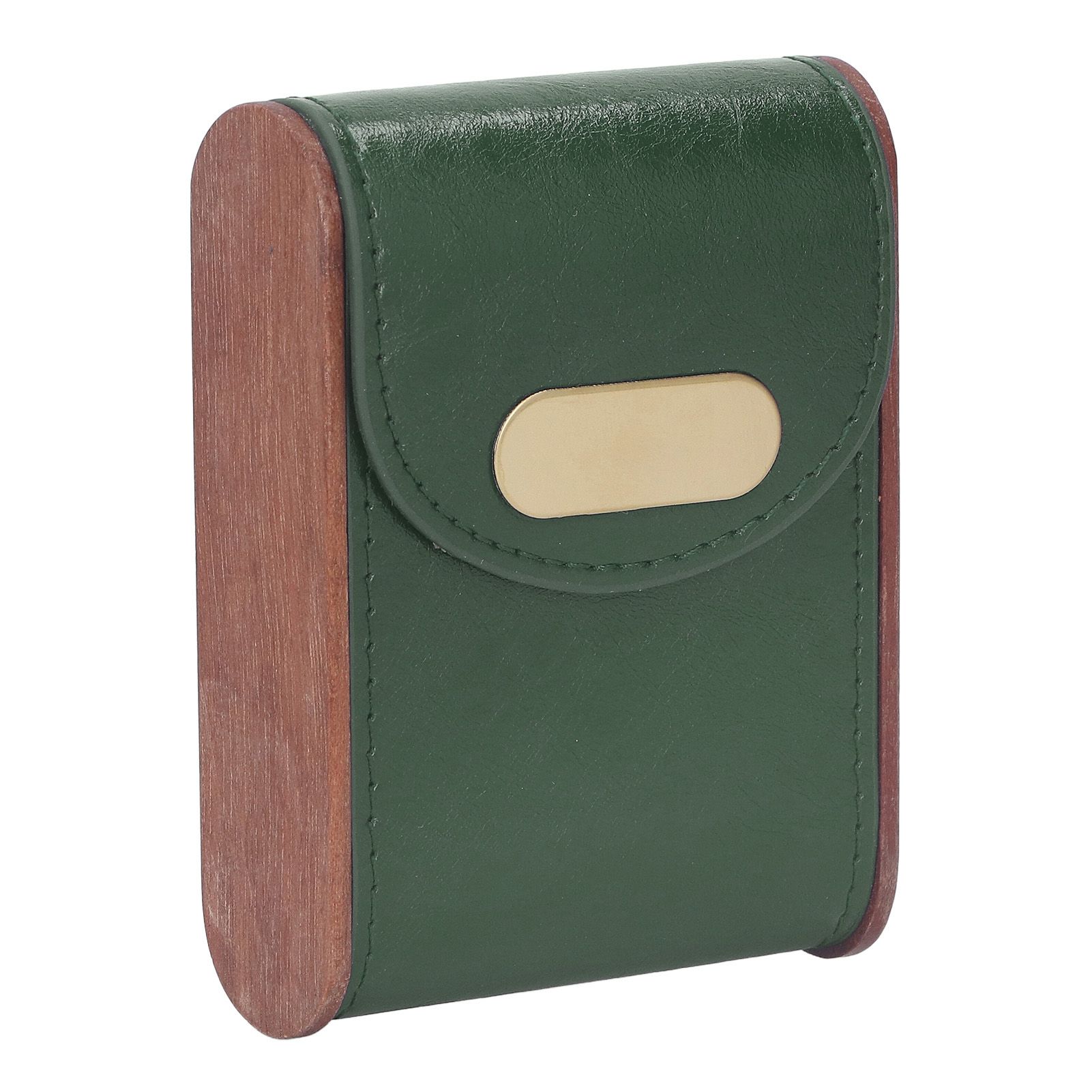 Wooden Cigar Case Box PU Cover Cigarette Holder for 20Pcs Smoking Accessories for Men Women Green - Image 3