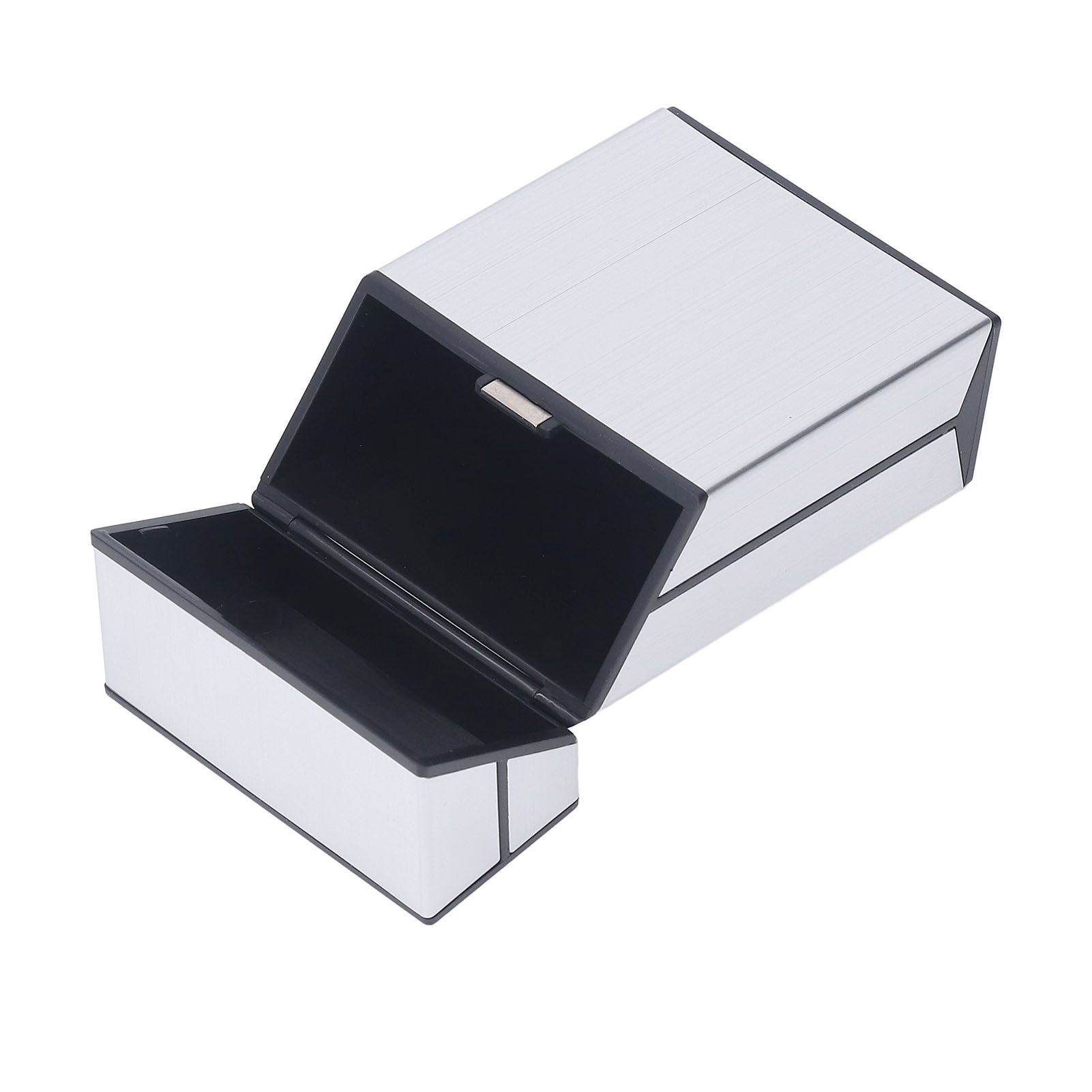 Magnetic Cigarette Case 20 Capacity Universal Flip Cover Aluminum Alloy Cigarette Box for Women Men Silver - Image 1