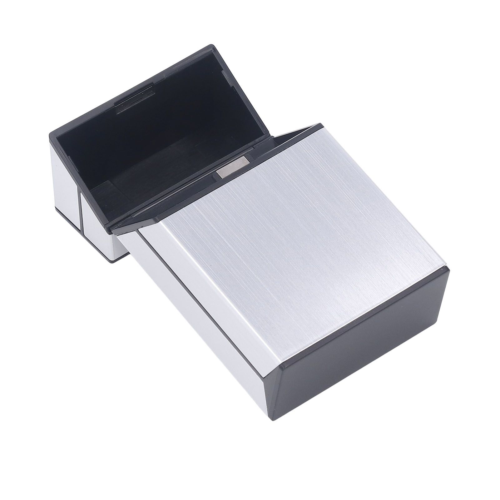 Magnetic Cigarette Case 20 Capacity Universal Flip Cover Aluminum Alloy Cigarette Box for Women Men Silver - Image 2