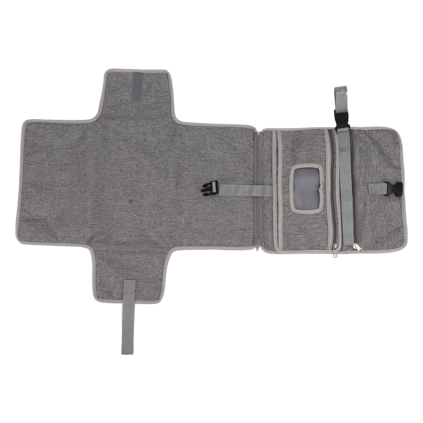 Portable Baby Diaper Changing Mat Foldable Multi Storage Pockets Soft Skin Friendly Oxford Cloth Diaper Changing Pad Gray - Image 6