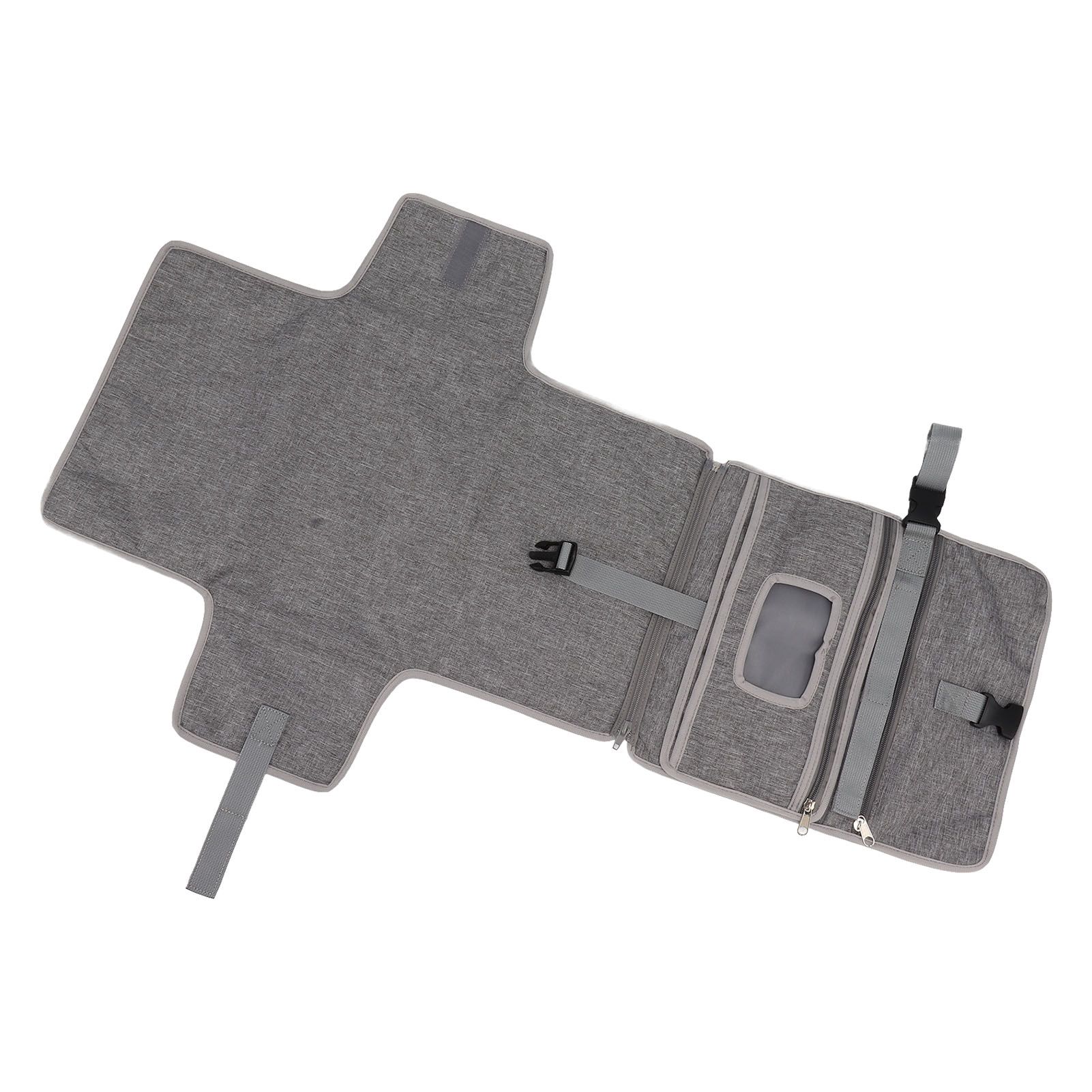 Portable Baby Diaper Changing Mat Foldable Multi Storage Pockets Soft Skin Friendly Oxford Cloth Diaper Changing Pad Gray - Image 7