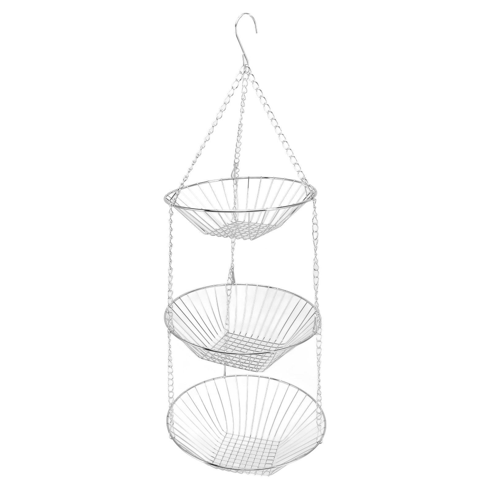 3 Tier Kitchen Hanging Fruit Basket Iron Wire Fruit Vegetable Flower Hanging Storage Basket for Indoor Outdoor - Image 1