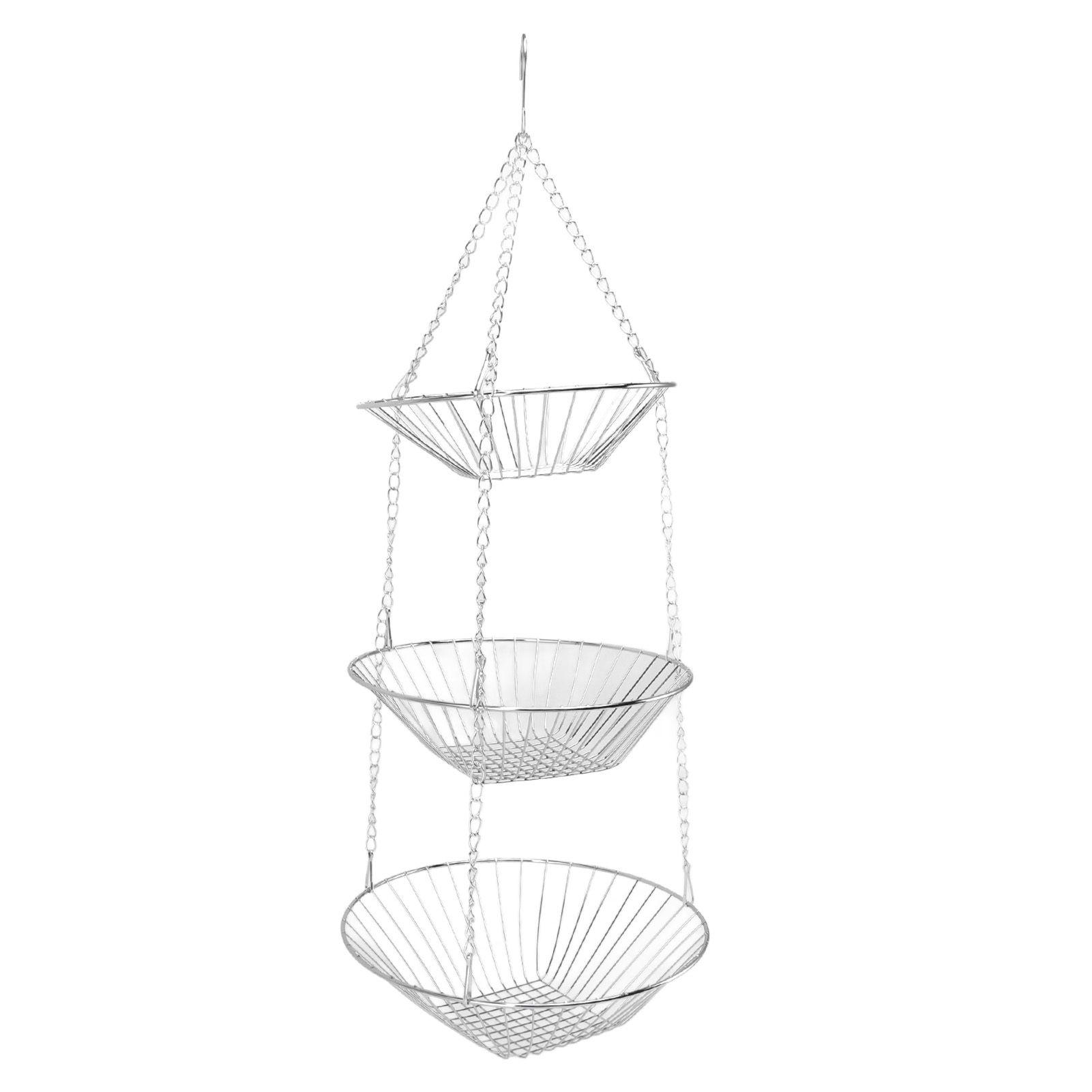 3 Tier Kitchen Hanging Fruit Basket Iron Wire Fruit Vegetable Flower Hanging Storage Basket for Indoor Outdoor - Image 2