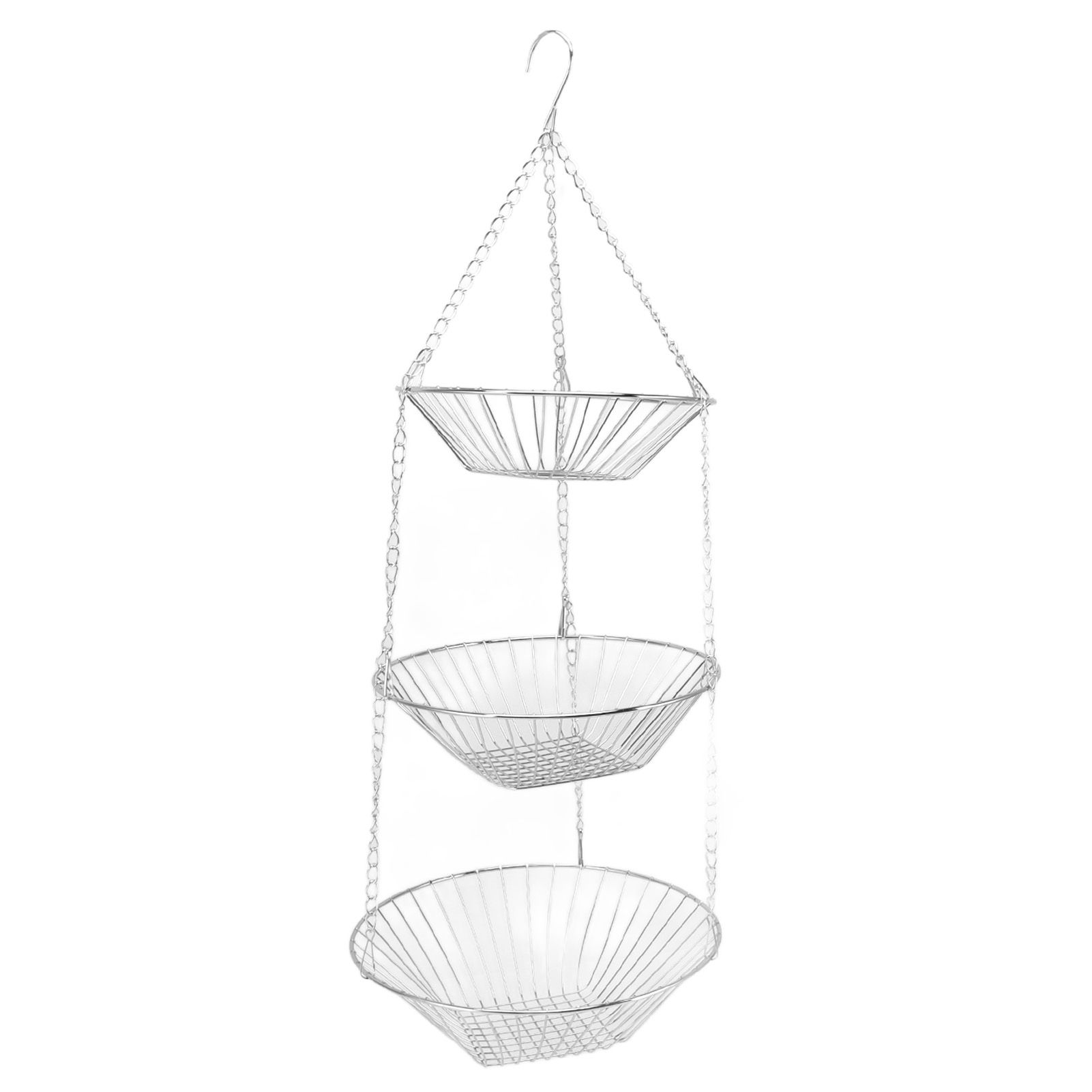 3 Tier Kitchen Hanging Fruit Basket Iron Wire Fruit Vegetable Flower Hanging Storage Basket for Indoor Outdoor - Image 3