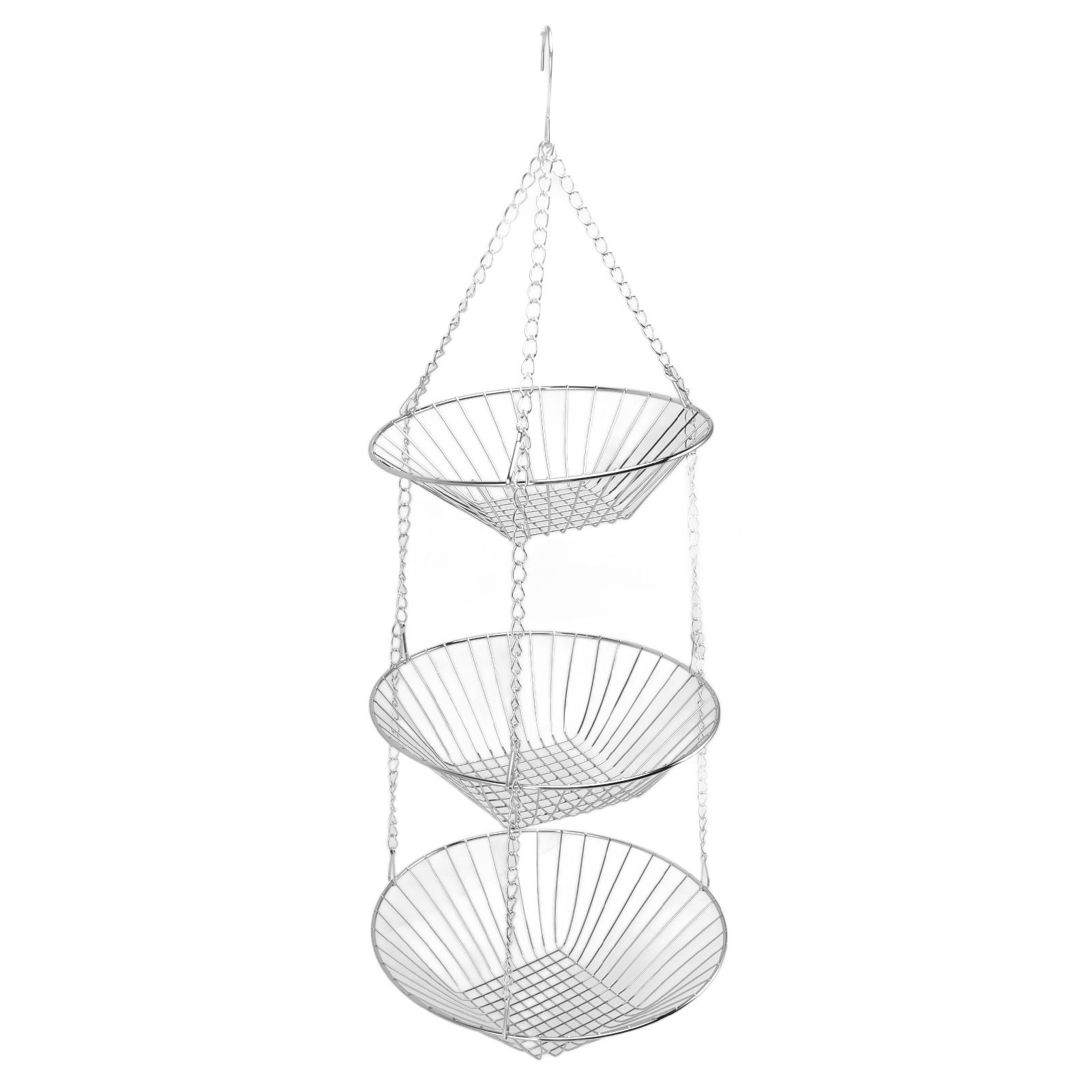 3 Tier Kitchen Hanging Fruit Basket Iron Wire Fruit Vegetable Flower Hanging Storage Basket for Indoor Outdoor - Image 4