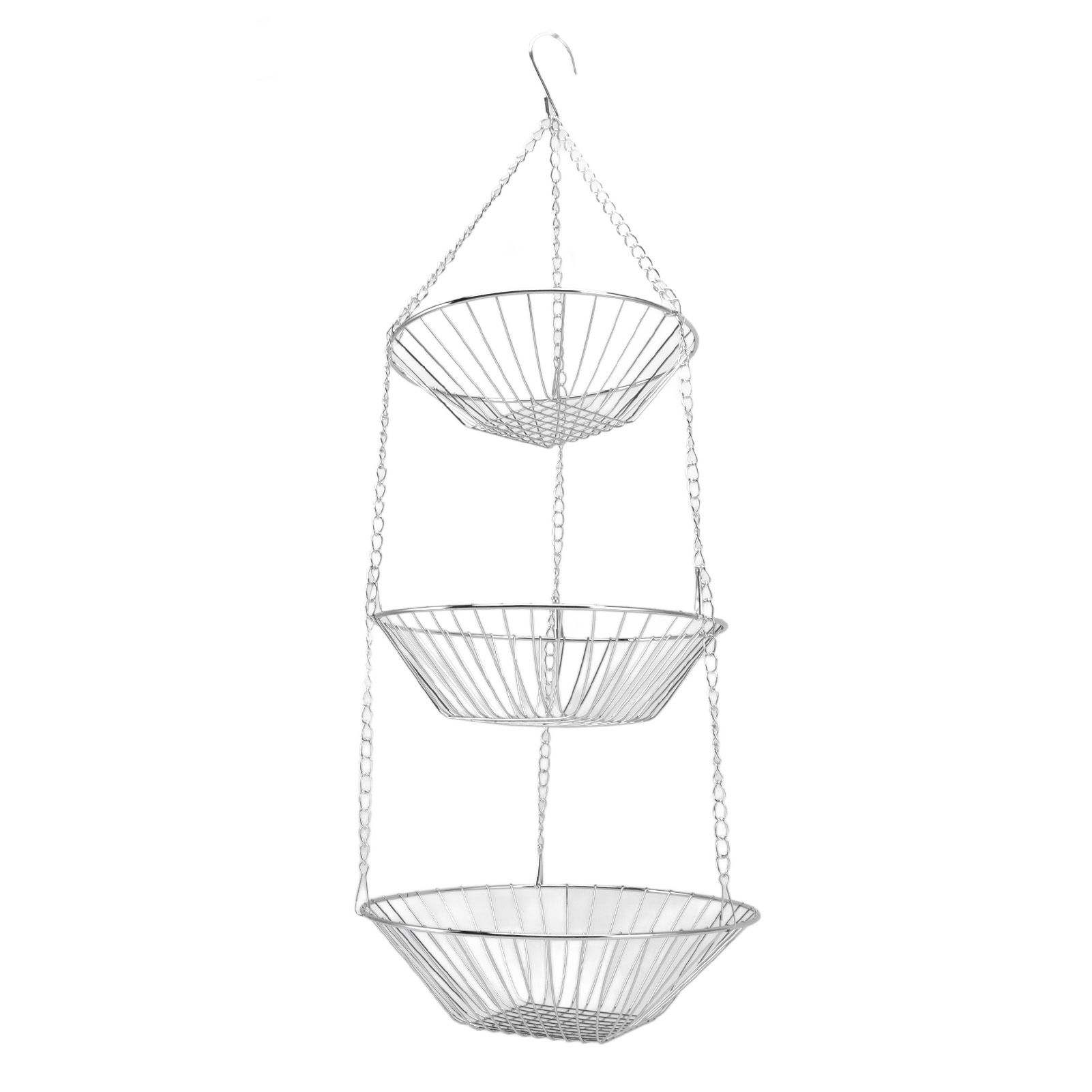 3 Tier Kitchen Hanging Fruit Basket Iron Wire Fruit Vegetable Flower Hanging Storage Basket for Indoor Outdoor - Image 6
